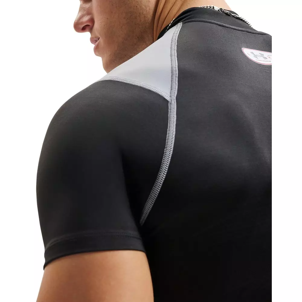 Under Armour Men's HeatGear Elite Compression Mock Short Sleeve - Black/Grey - BLACK/GREY