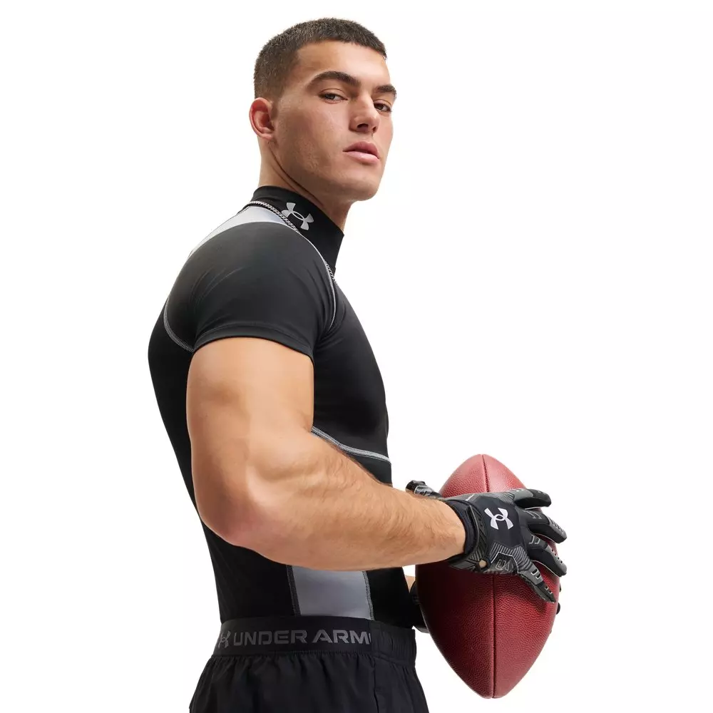 Under Armour Men's HeatGear Elite Compression Mock Short Sleeve - Black/Grey - BLACK/GREY