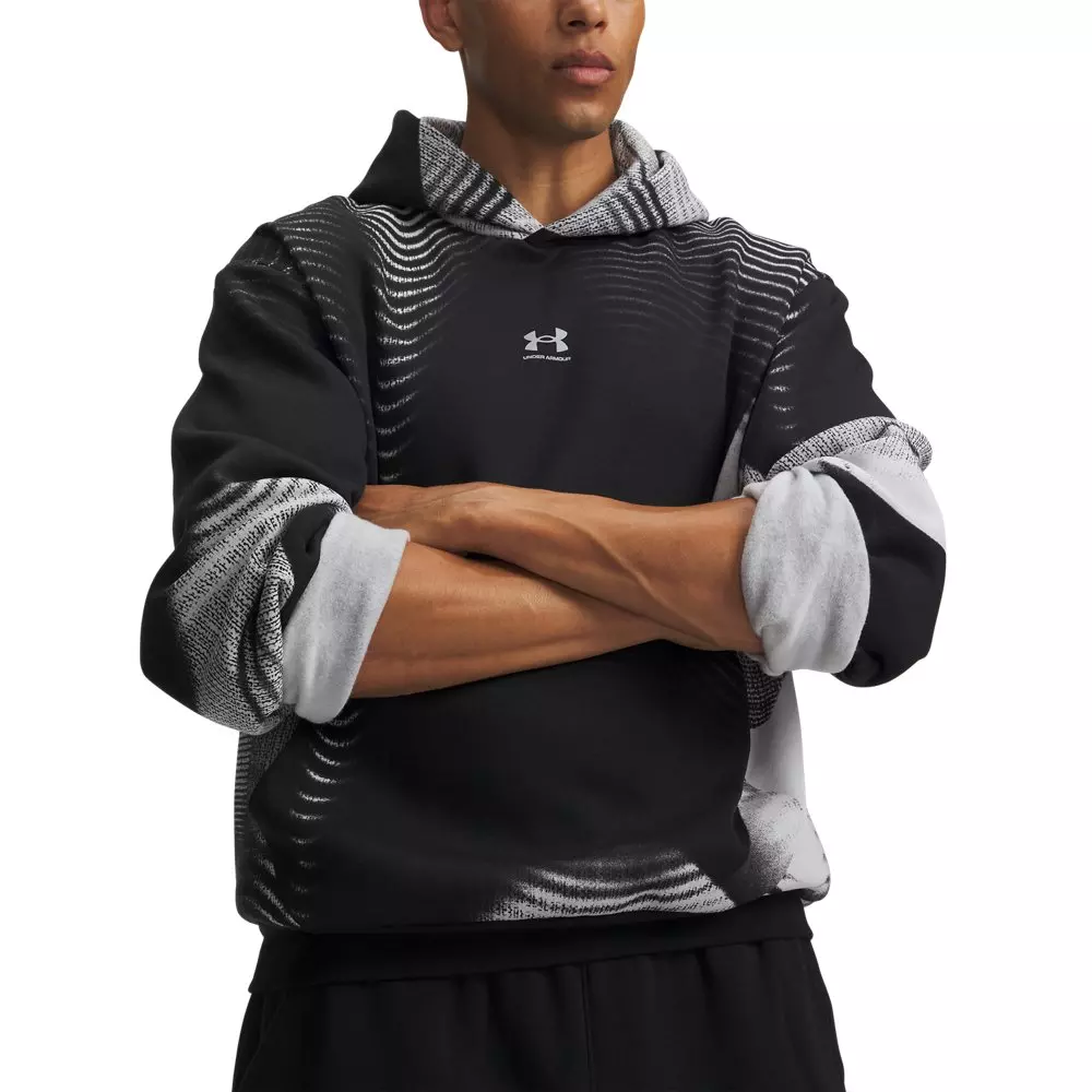 Under Armour Men's Icon Fleece Printed Hoodie - Black/White - BLACK/WHITE