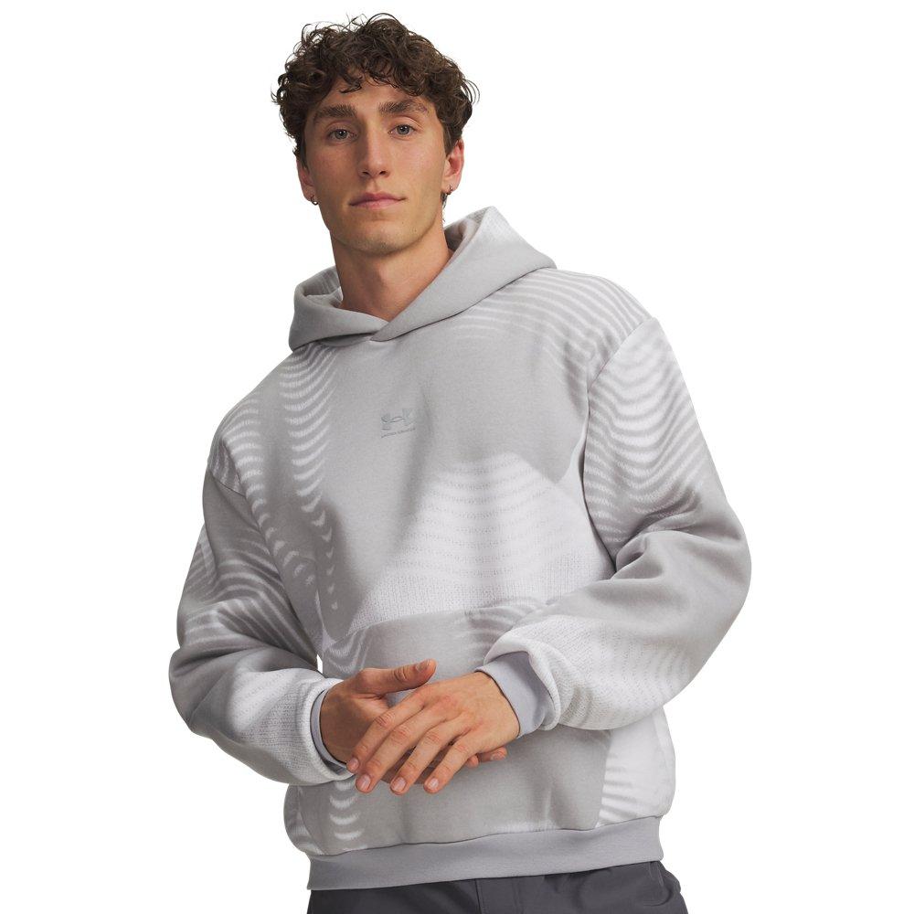 Under Armour Men's Icon Fleece Printed Hoodie - Grey/White - GREY/WHITE
