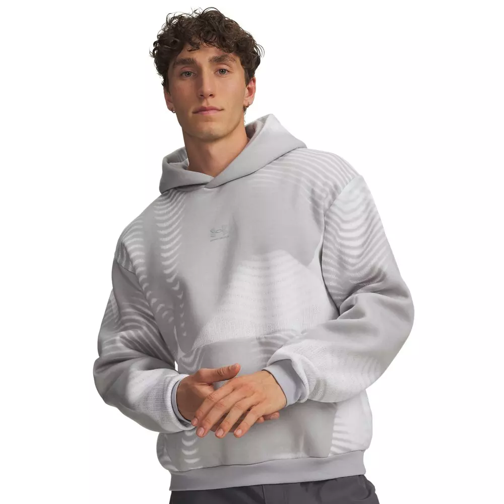 Under Armour Men's Icon Fleece Printed Hoodie - Grey/White - GREY/WHITE