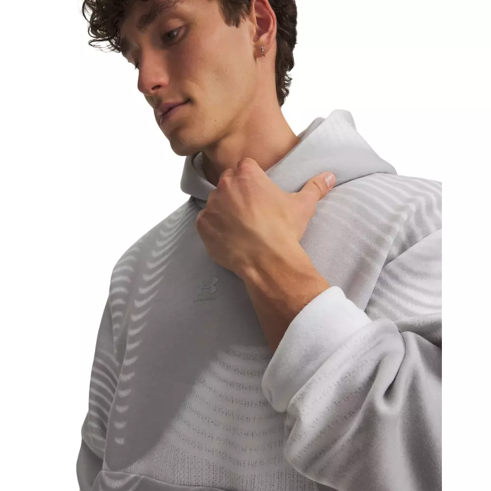 Under Armour Men's Icon Fleece Printed Hoodie - Grey/White - GREY/WHITE