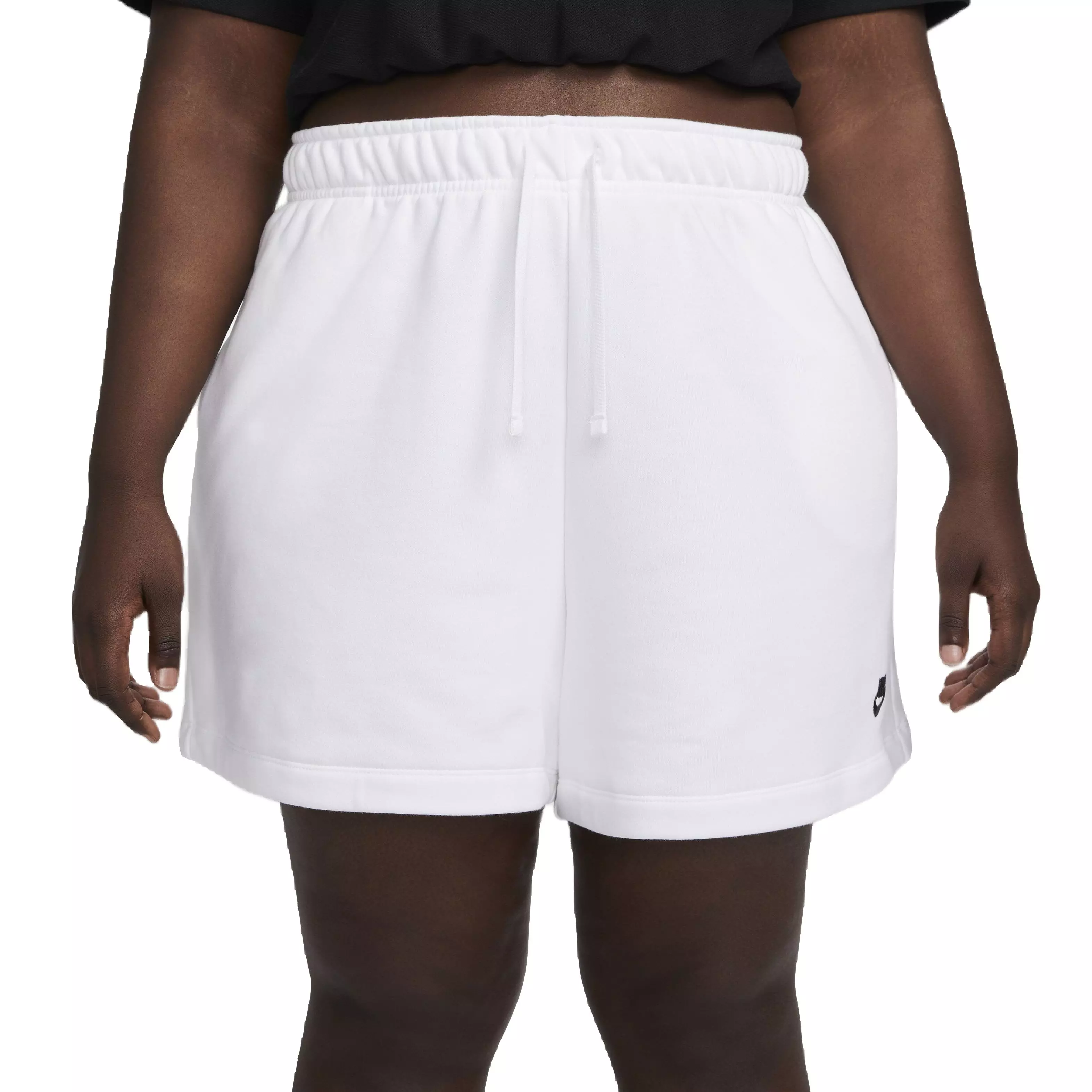 Nike Women's Sportswear Club Mid-Rise Fleece Shorts -White - WHITE