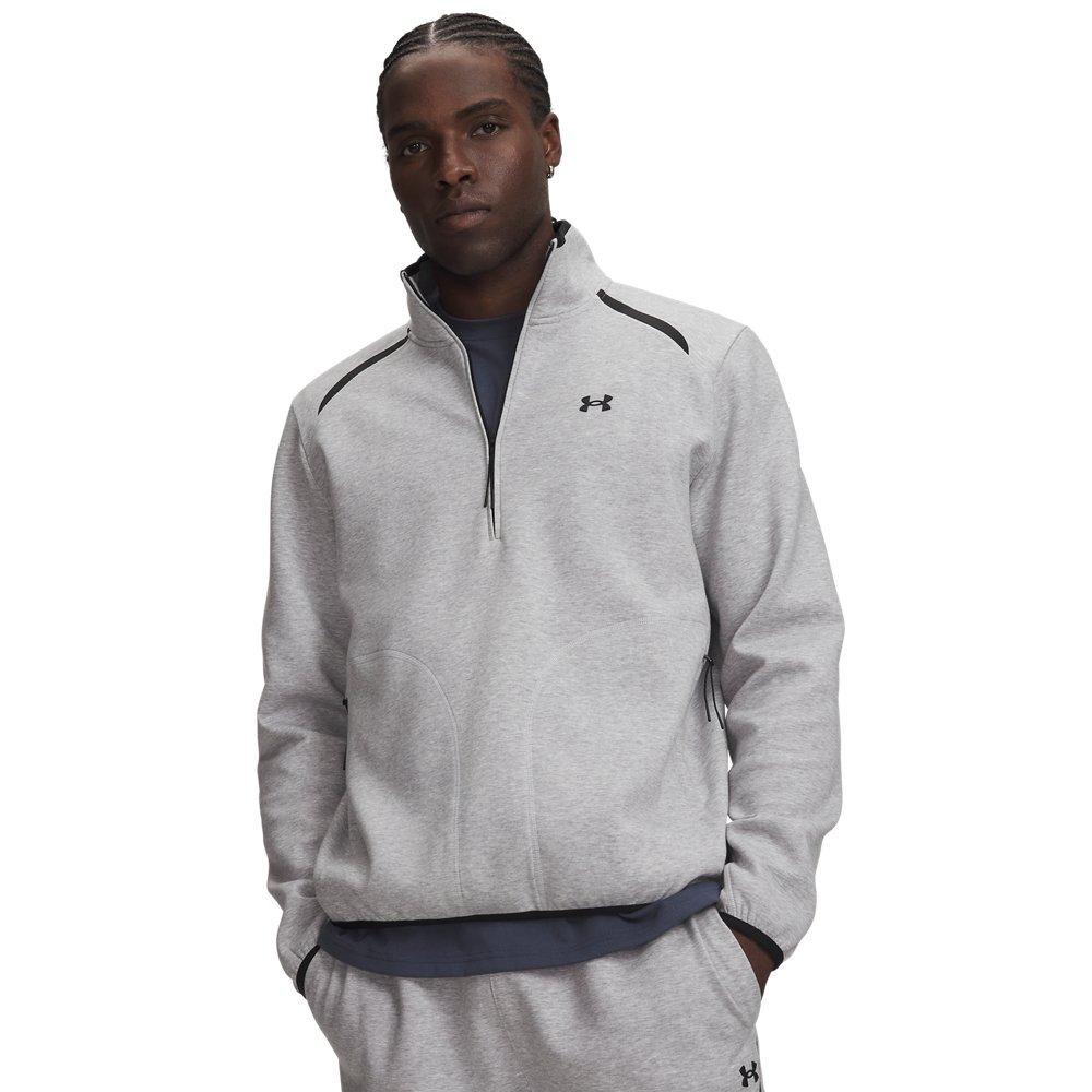 Under Armour men's Unstoppable Fleece 1/2-Zip Sweatshirt - Grey/Black - GREY/BLACK