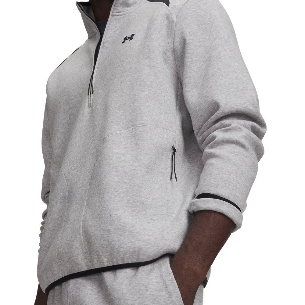 Under Armour men's Unstoppable Fleece 1/2-Zip Sweatshirt - Grey/Black - GREY/BLACK