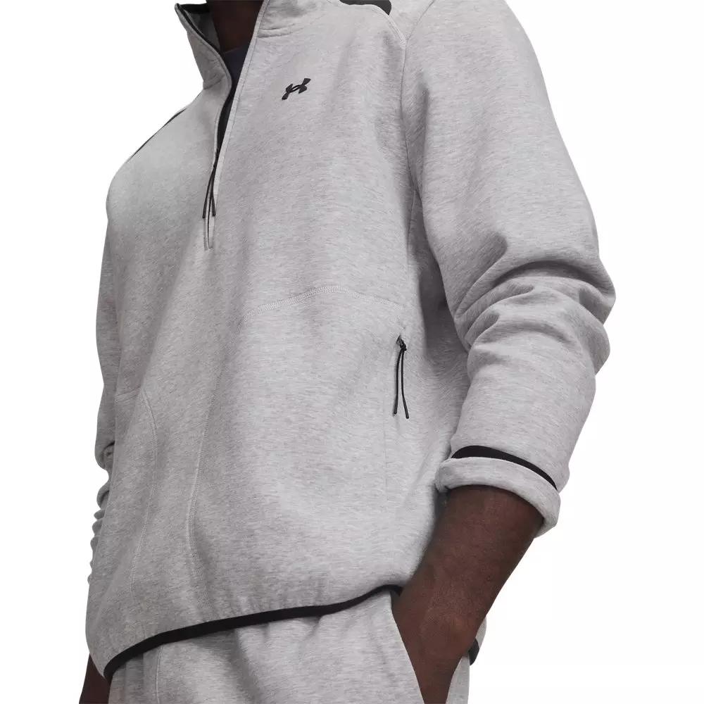Under Armour men's Unstoppable Fleece 1/2-Zip Sweatshirt - Grey/Black - GREY/BLACK