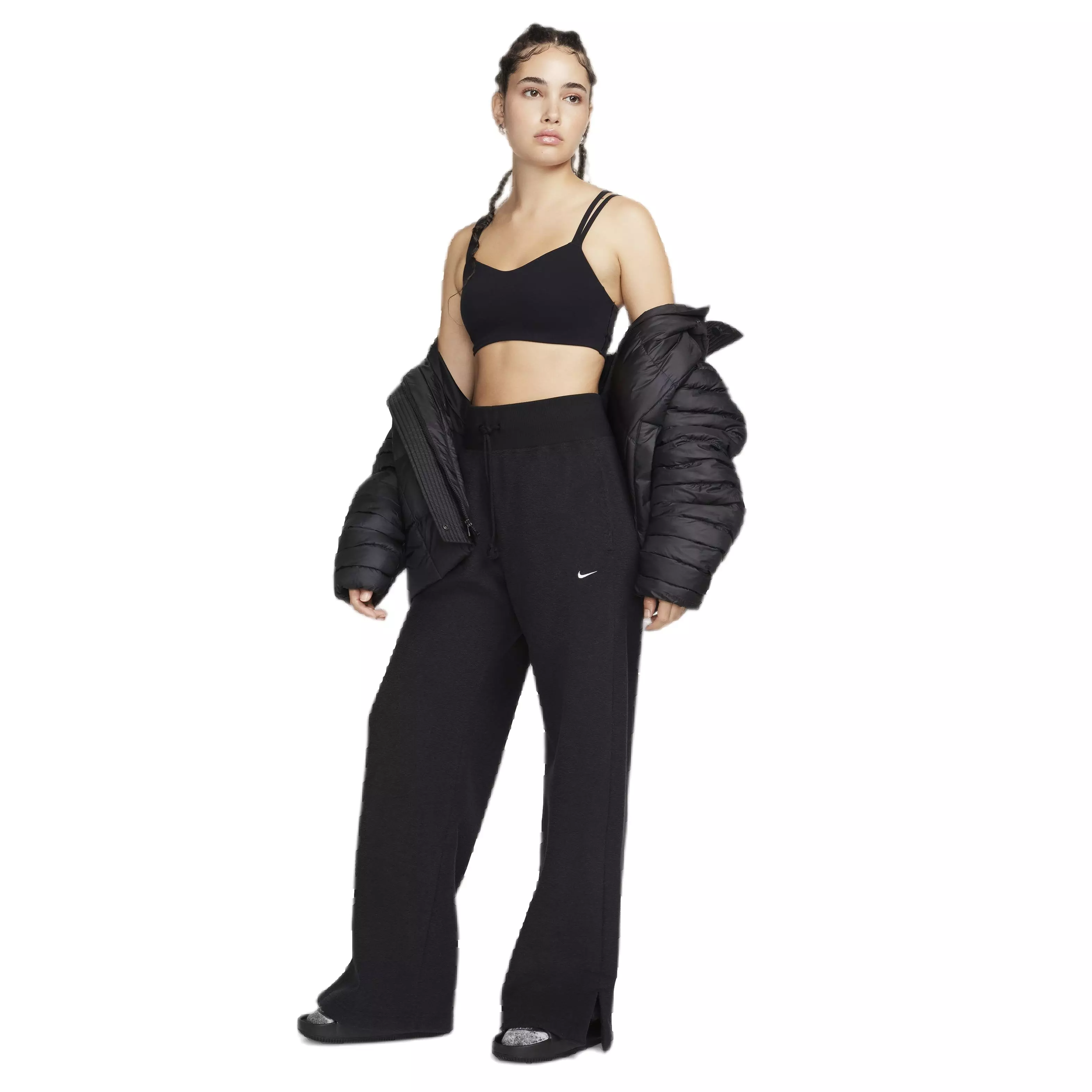 Nike Women's Sportswear Phoenix Plush High-Waisted Wide-leg Cozy Fleece Pants - BLACK
