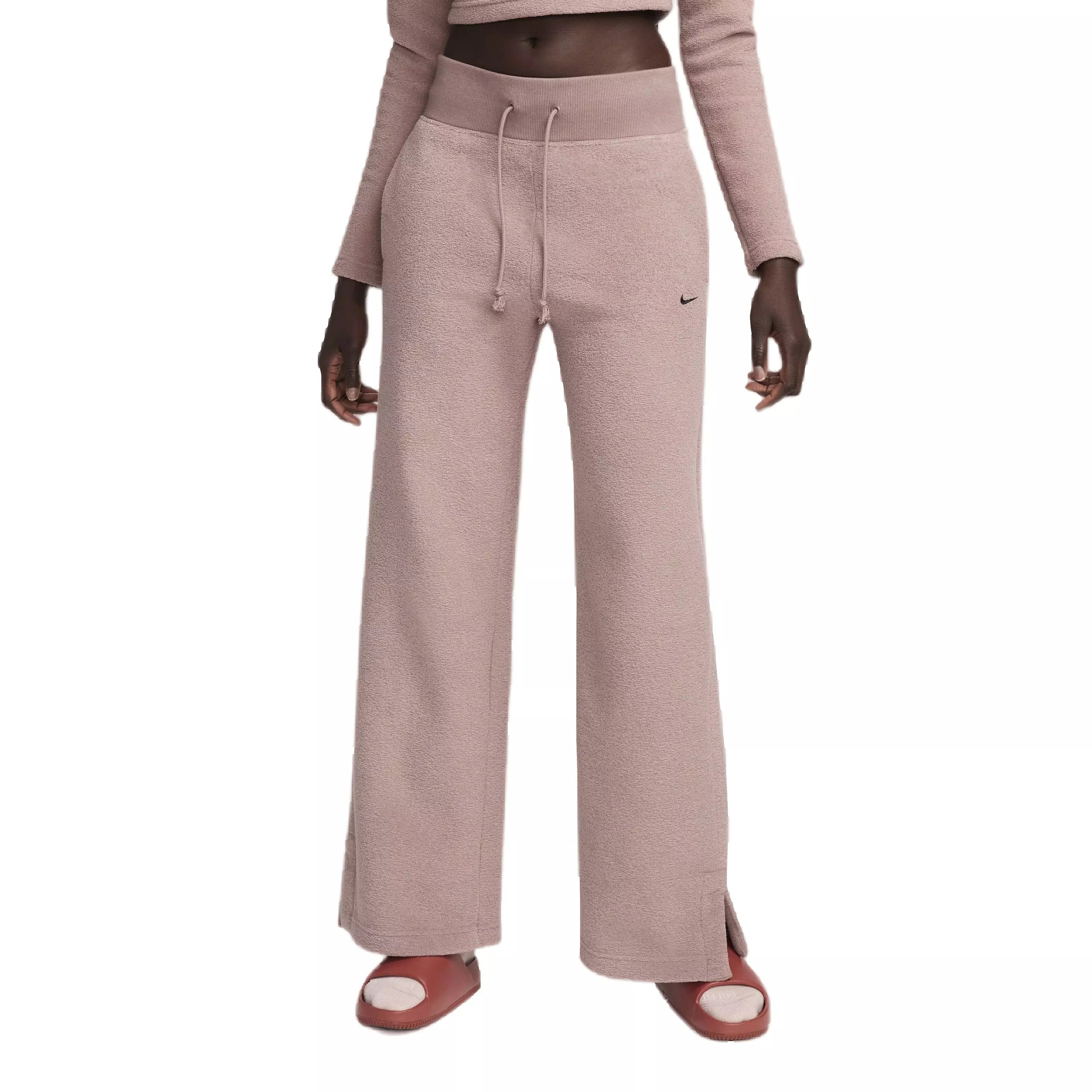 Nike Women's Sportswear Phoenix Plush High-Waisted Wide-leg Cozy Fleece Pants - MAUVE