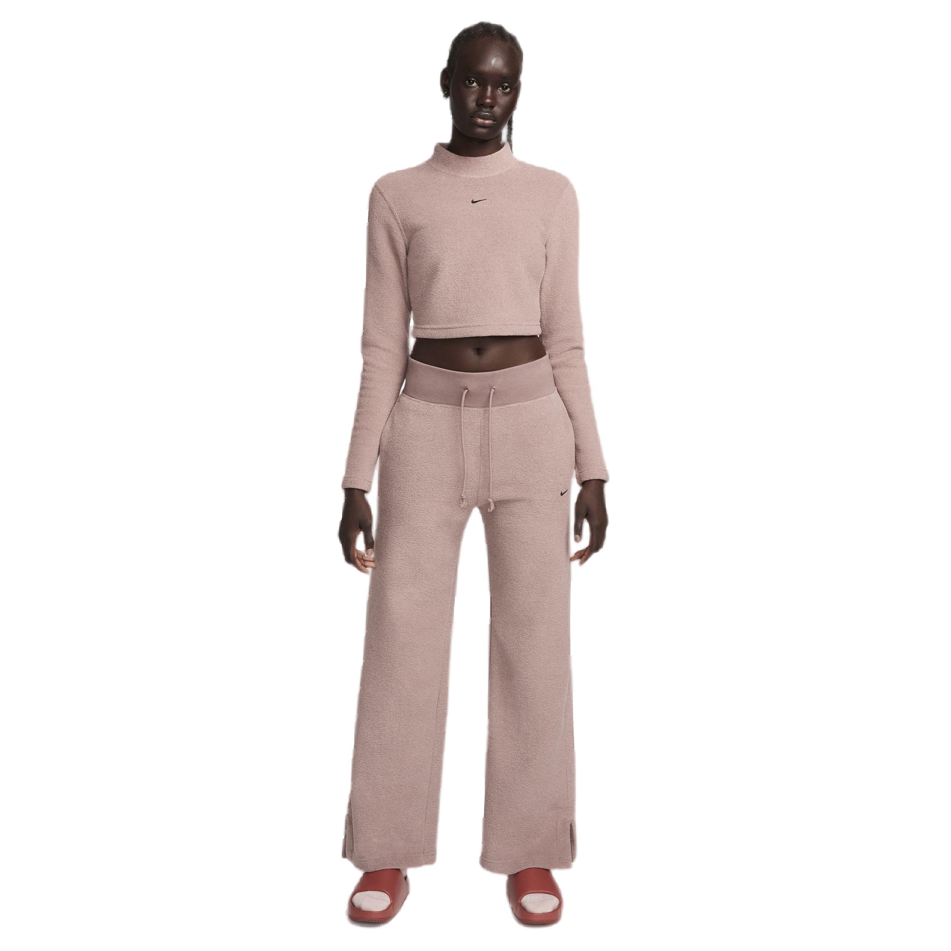 Nike Women's Sportswear Phoenix Plush High-Waisted Wide-leg Cozy Fleece Pants - MAUVE Thumbnail View 7