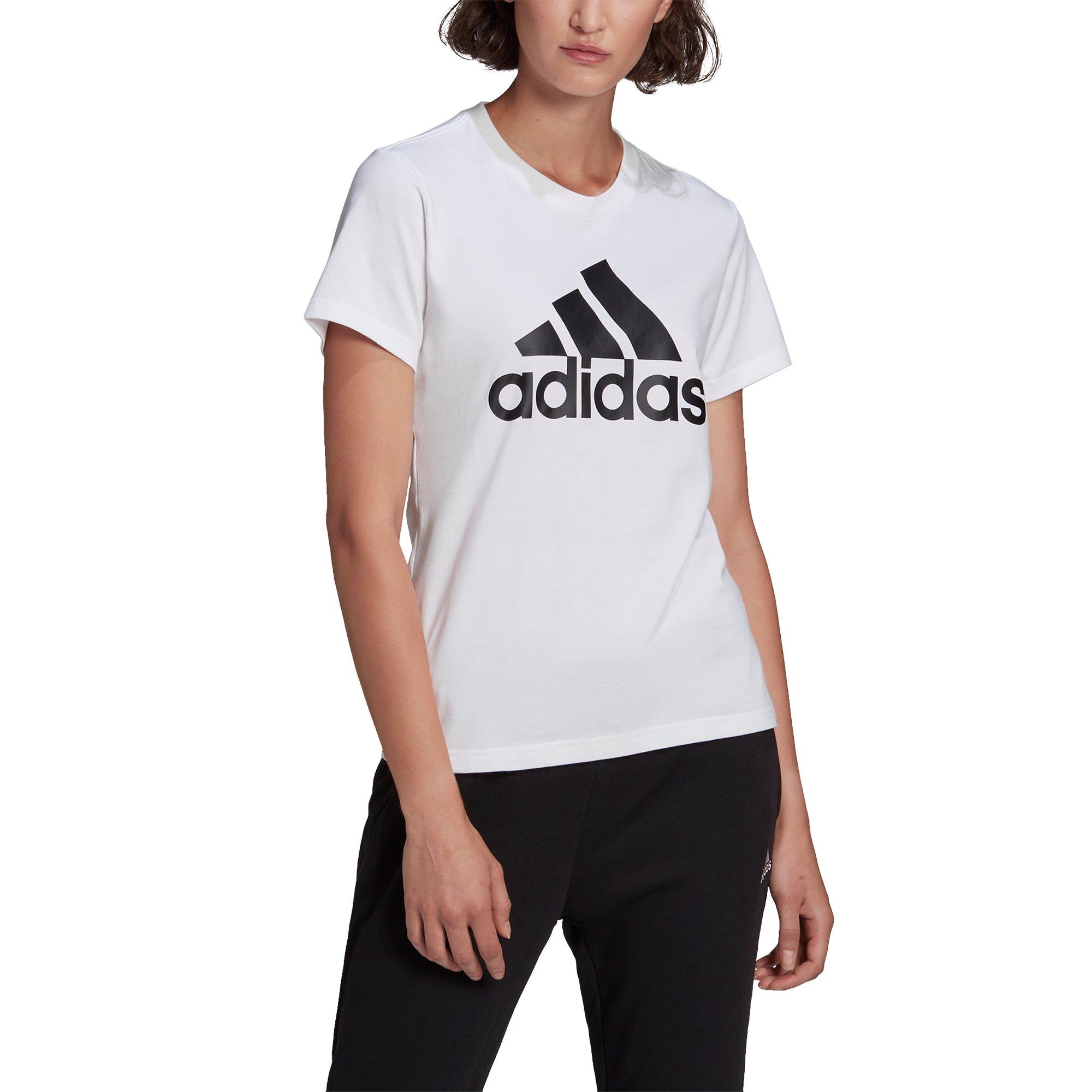 adidas Women's White LOUNGEWEAR Essentials Logo Tee - WHITE/BLACK Thumbnail View 1