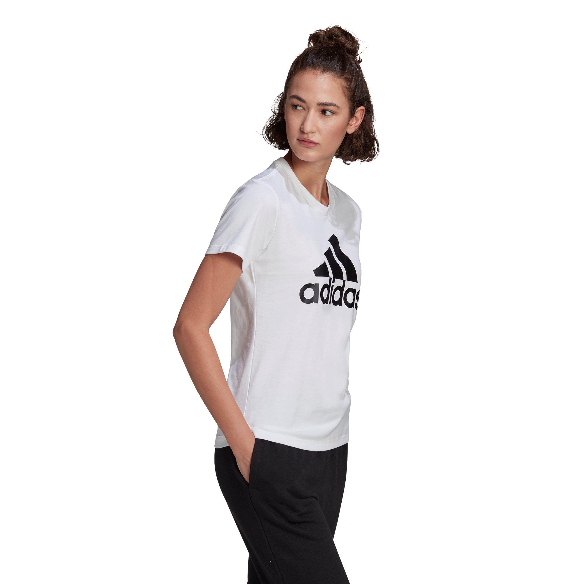 adidas Women's White LOUNGEWEAR Essentials Logo Tee - WHITE/BLACK Thumbnail View 3