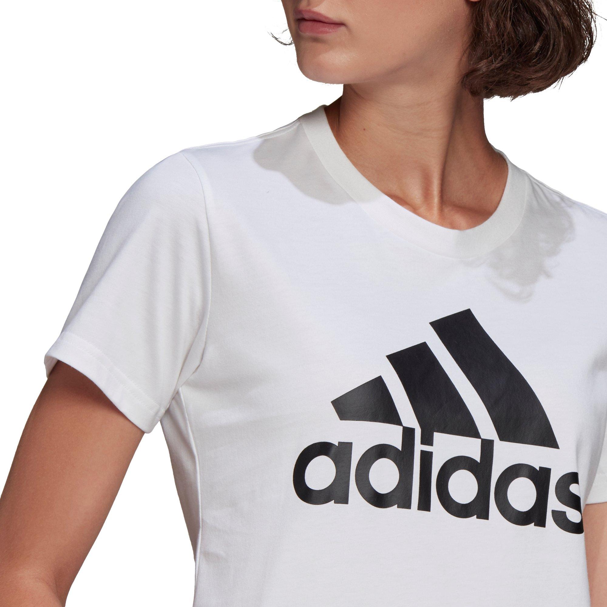 adidas Women's White LOUNGEWEAR Essentials Logo Tee - WHITE/BLACK Thumbnail View 4