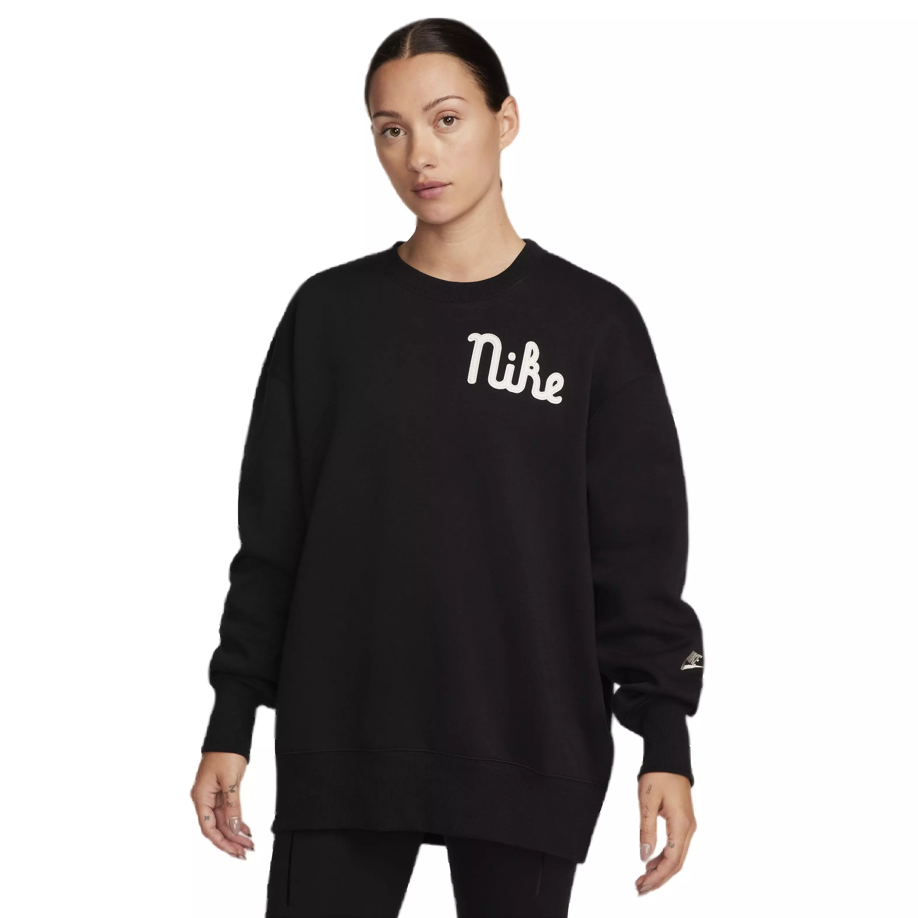 Nike Women's Sportswear Phoenix Fleece Oversized Crew-Neck Sweatshirt - BLACK