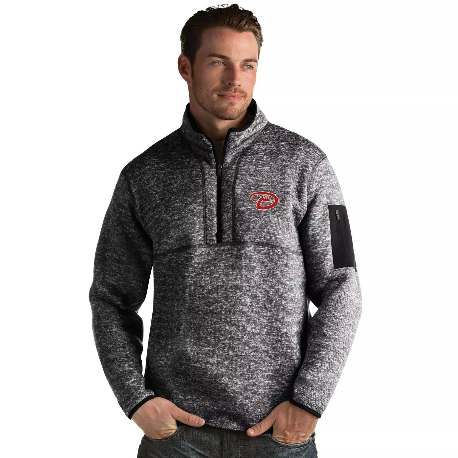 Antigua Men's Arizona Diamondbacks Fortune Half-Zip Jacket - BLACK