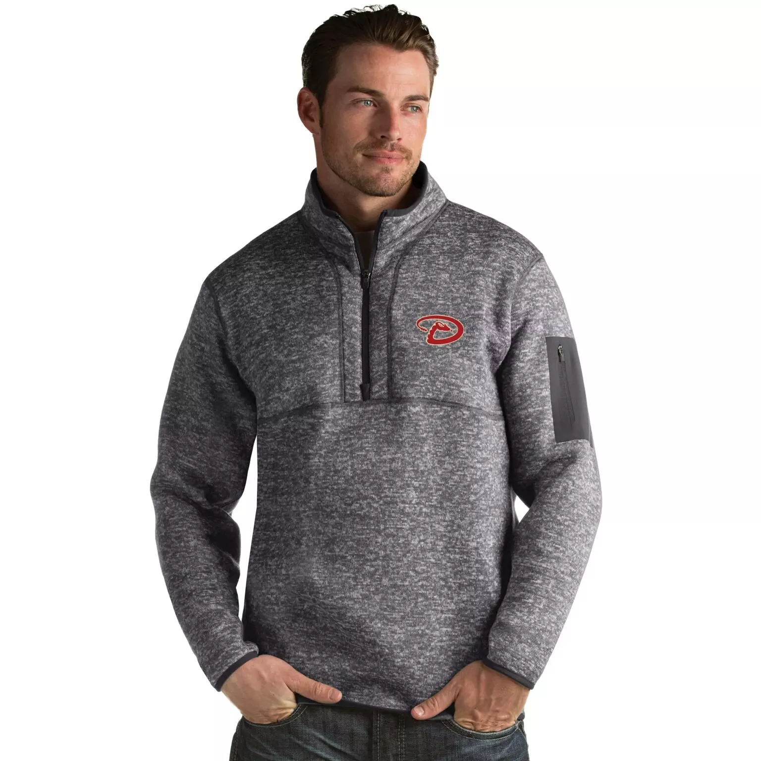 Antigua Men's Arizona Diamondbacks Fortune Half-Zip Jacket - GREY