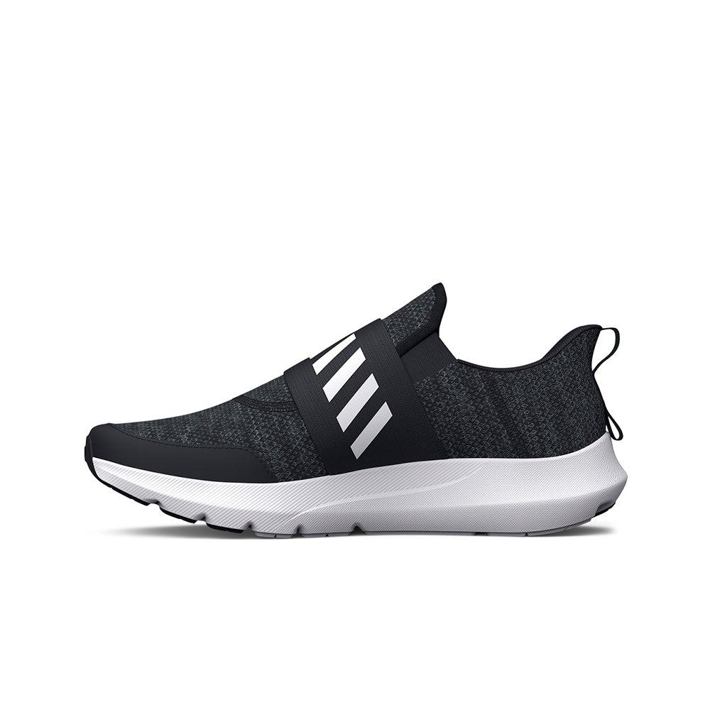 Under Armour Surge 3 Slip "Black/White" Grade School Boys' Running Shoe - BLACK/WHITE Thumbnail View 2
