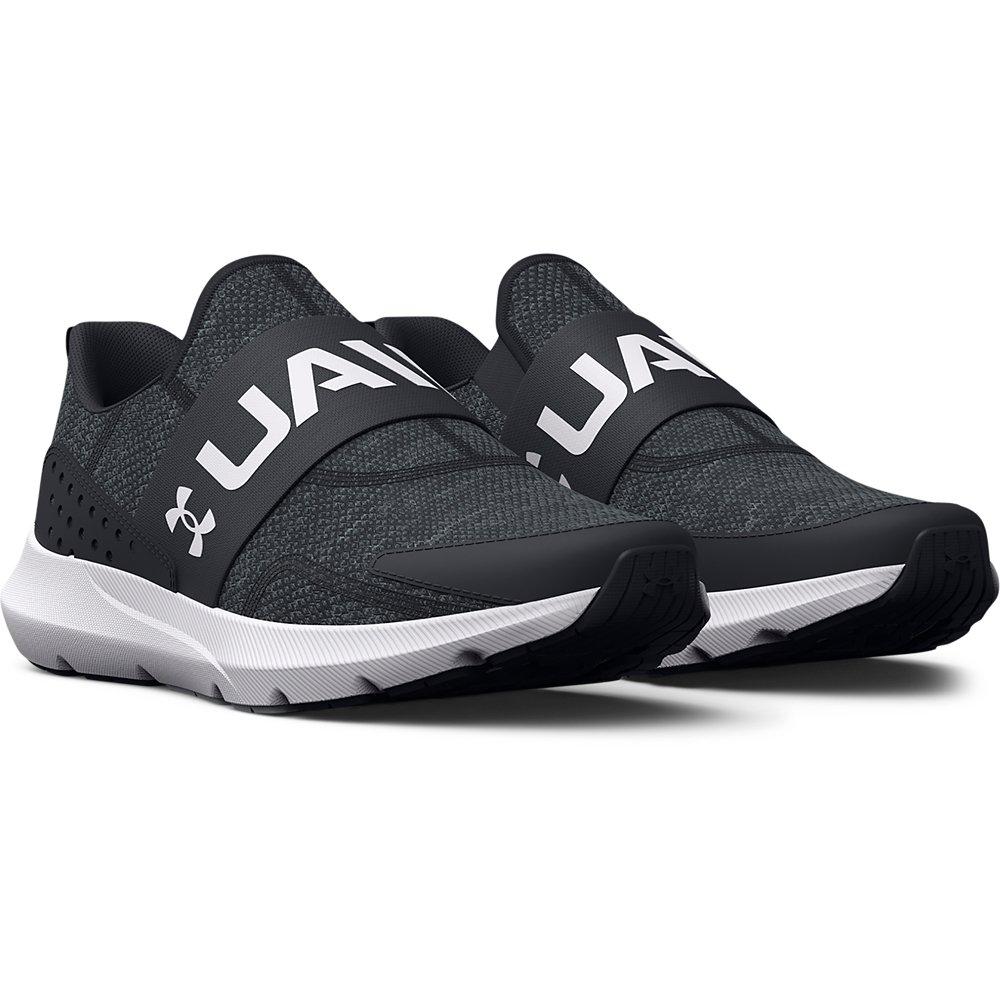 Under Armour Surge 3 Slip "Black/White" Grade School Boys' Running Shoe - BLACK/WHITE Thumbnail View 3