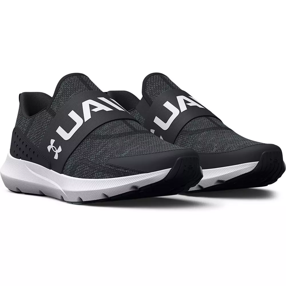 Under Armour Surge 3 Slip "Black/White" Grade School Boys' Running Shoe - BLACK/WHITE