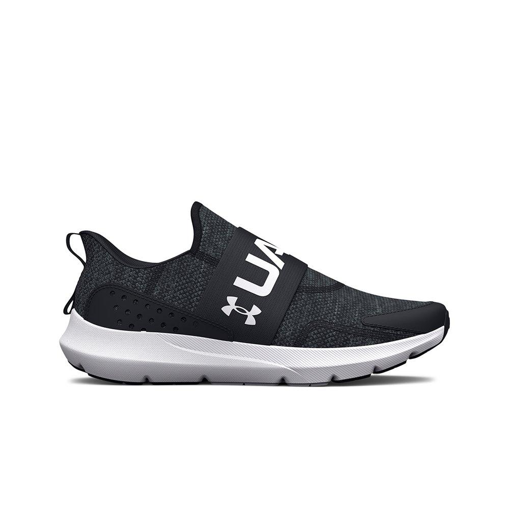 Under Armour Surge 3 Slip "Black/White" Grade School Boys' Running Shoe - BLACK/WHITE Thumbnail View 1