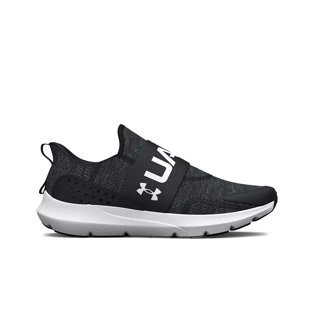 Under Armour Surge 3 Slip "Black/White" Grade School Boys' Running Shoe - BLACK/WHITE