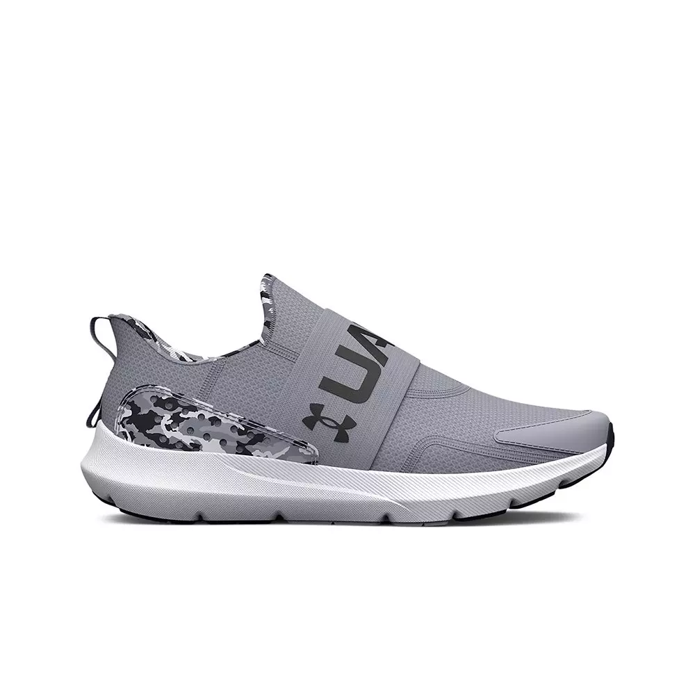 Under Armour Surge 3 Slip Print "Grey/Black" Grade School Boys' Running Shoe - GREY