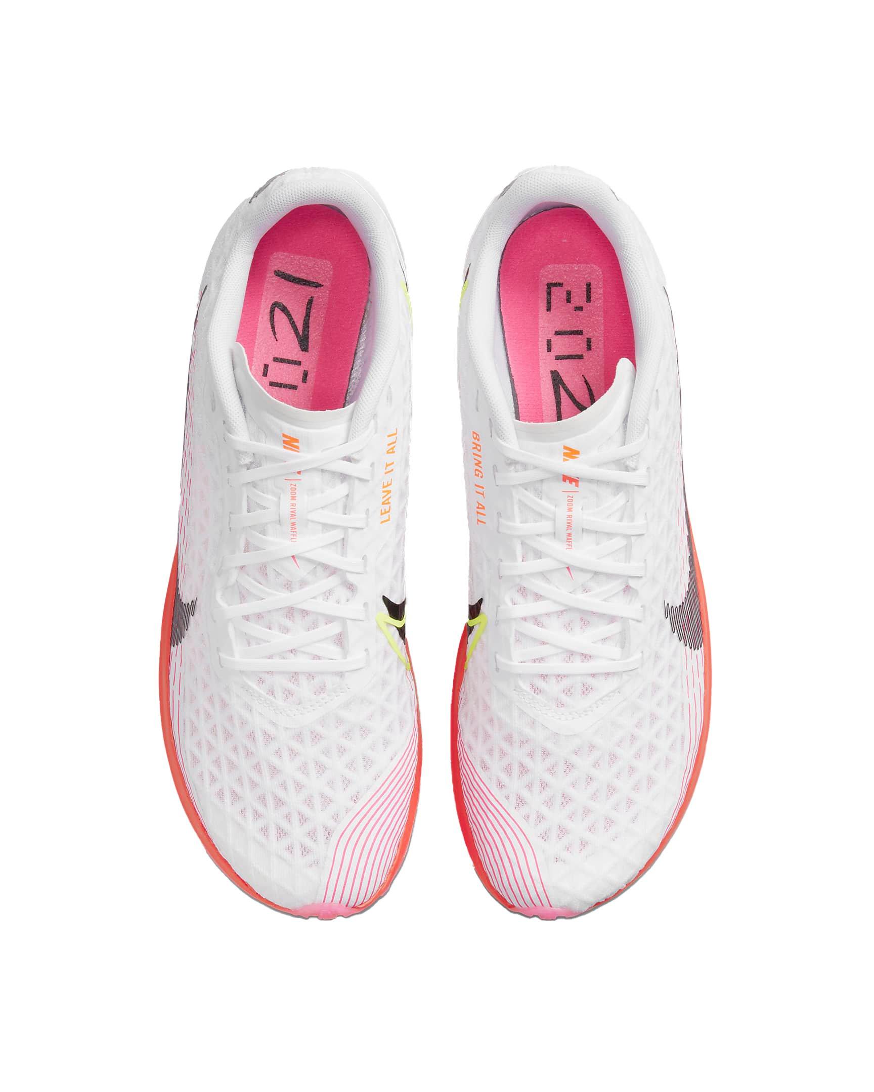 Nike Zoom Rival Waffle 5 "White/Bright Crimson/Black" Men's Track & Field Distance Spike - WHITE Thumbnail View 4