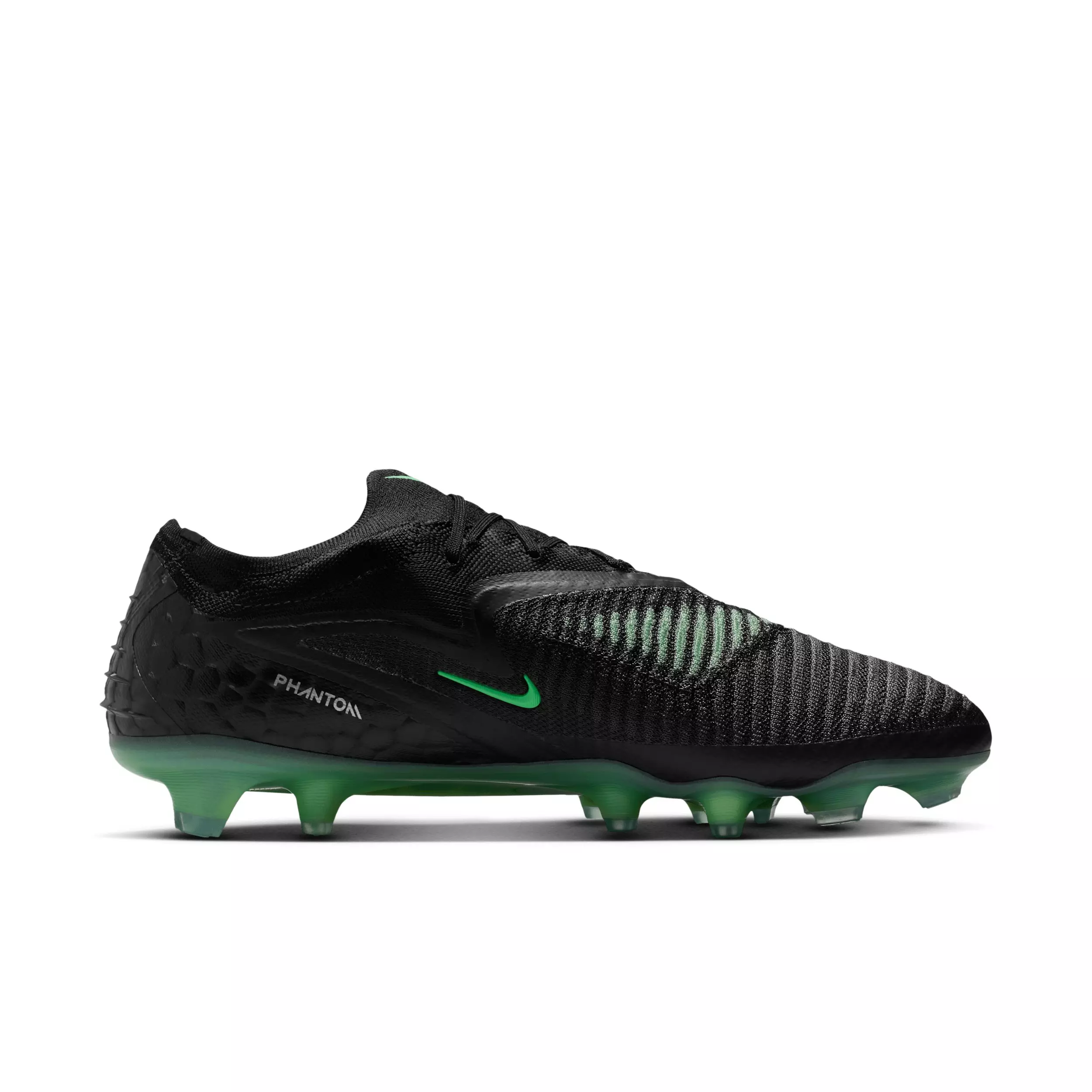 Nike Phantom 6 Low Elite FG "Black/Black/Illusion Green" Men's Soccer Cleat - BLACK/BLACK/GREEN