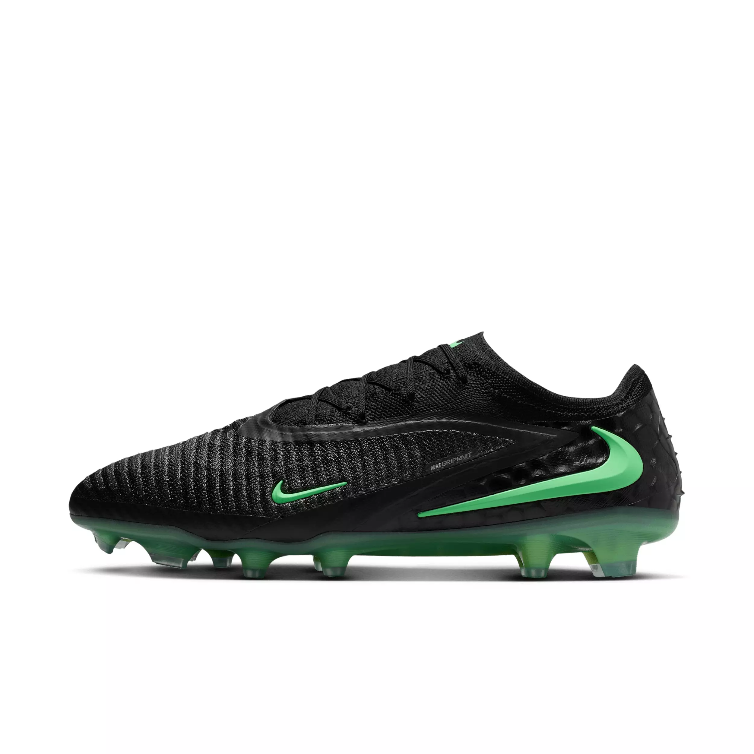 Nike Phantom 6 Low Elite FG "Black/Black/Illusion Green" Men's Soccer Cleat - BLACK/BLACK/GREEN