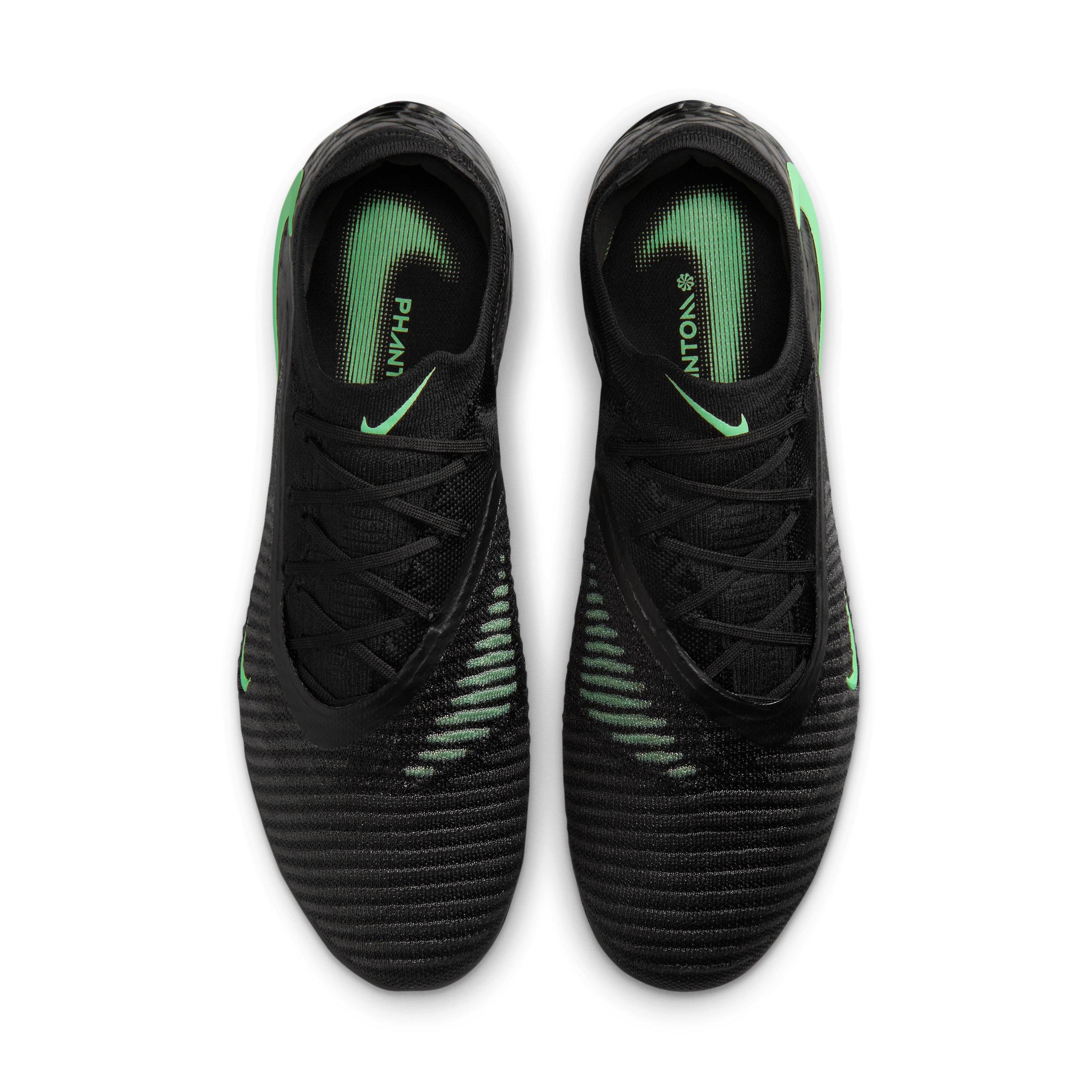Nike Phantom 6 Low Elite FG "Black/Black/Illusion Green" Men's Soccer Cleat - BLACK/BLACK/GREEN Thumbnail View 4