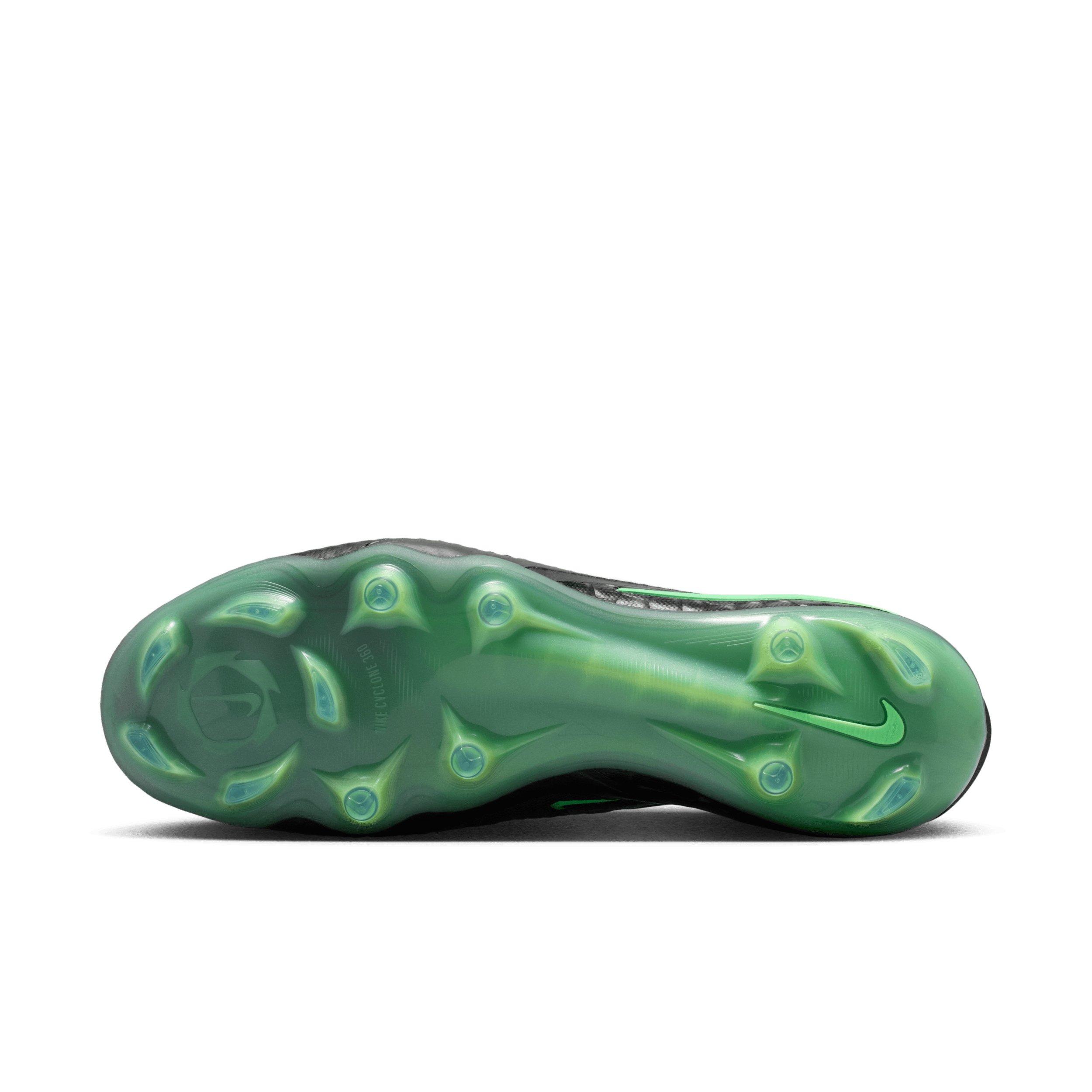 Nike Phantom 6 Low Elite FG "Black/Black/Illusion Green" Men's Soccer Cleat - BLACK/BLACK/GREEN Thumbnail View 6
