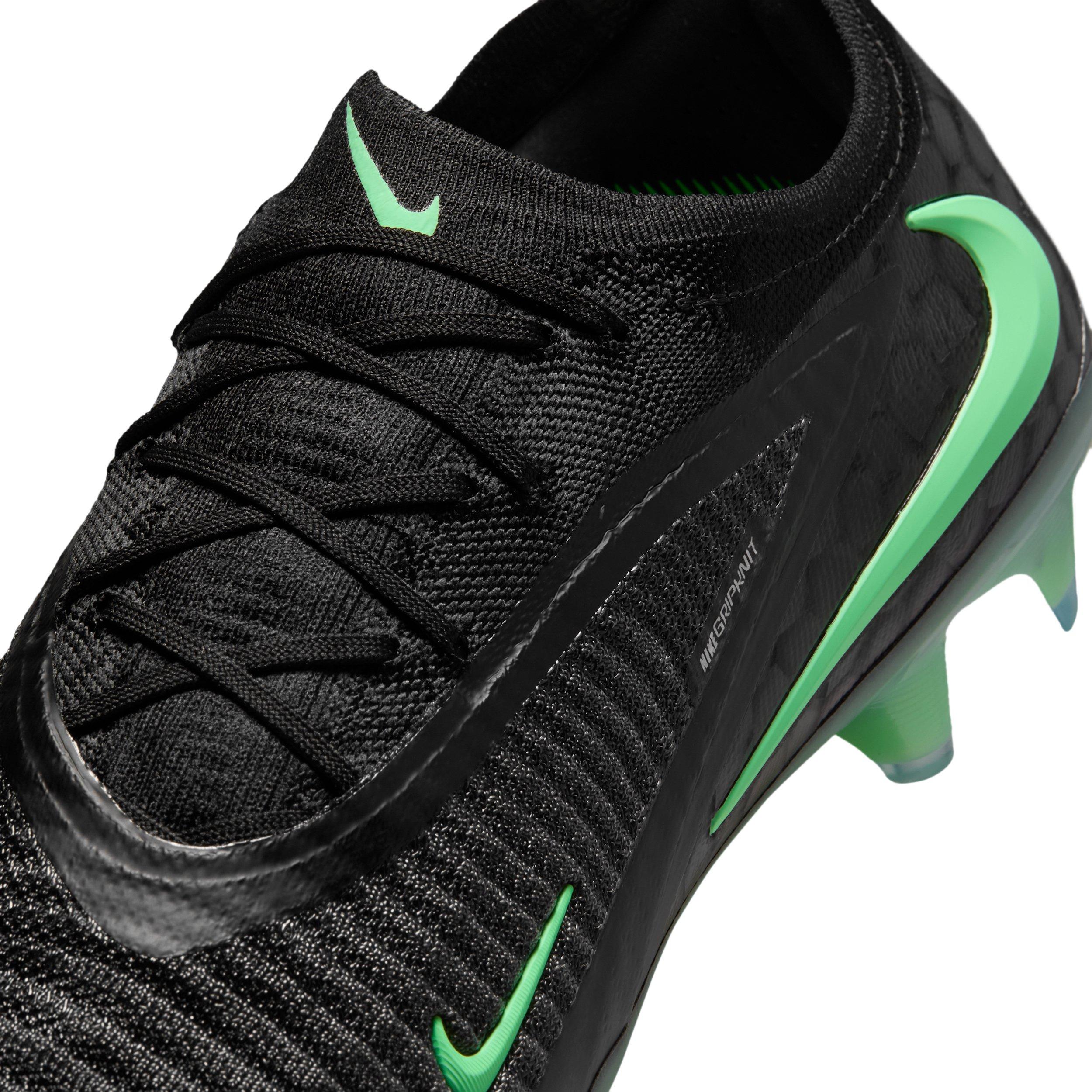 Nike Phantom 6 Low Elite FG "Black/Black/Illusion Green" Men's Soccer Cleat - BLACK/BLACK/GREEN Thumbnail View 8
