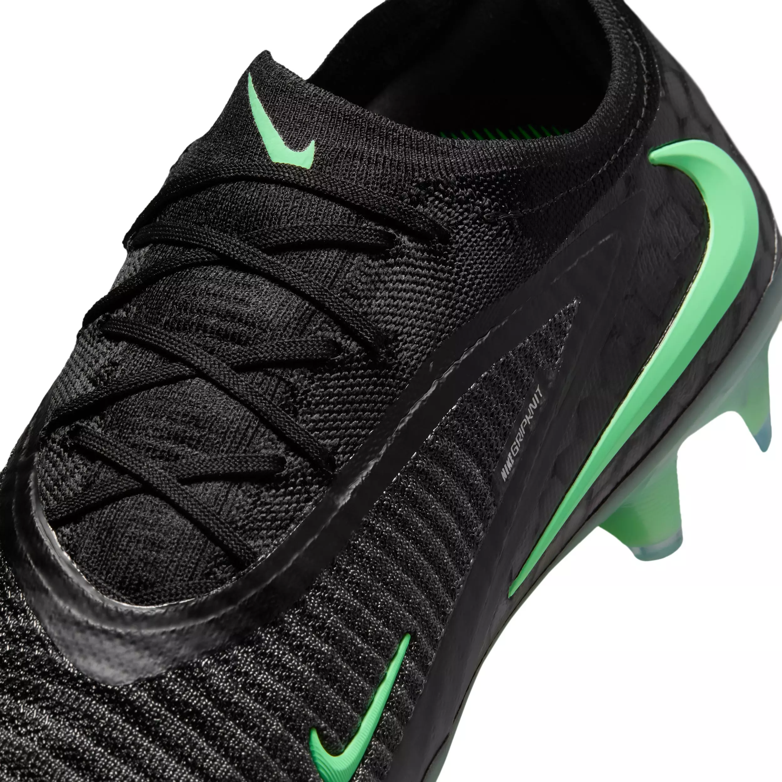 Nike Phantom 6 Low Elite FG "Black/Black/Illusion Green" Men's Soccer Cleat - BLACK/BLACK/GREEN