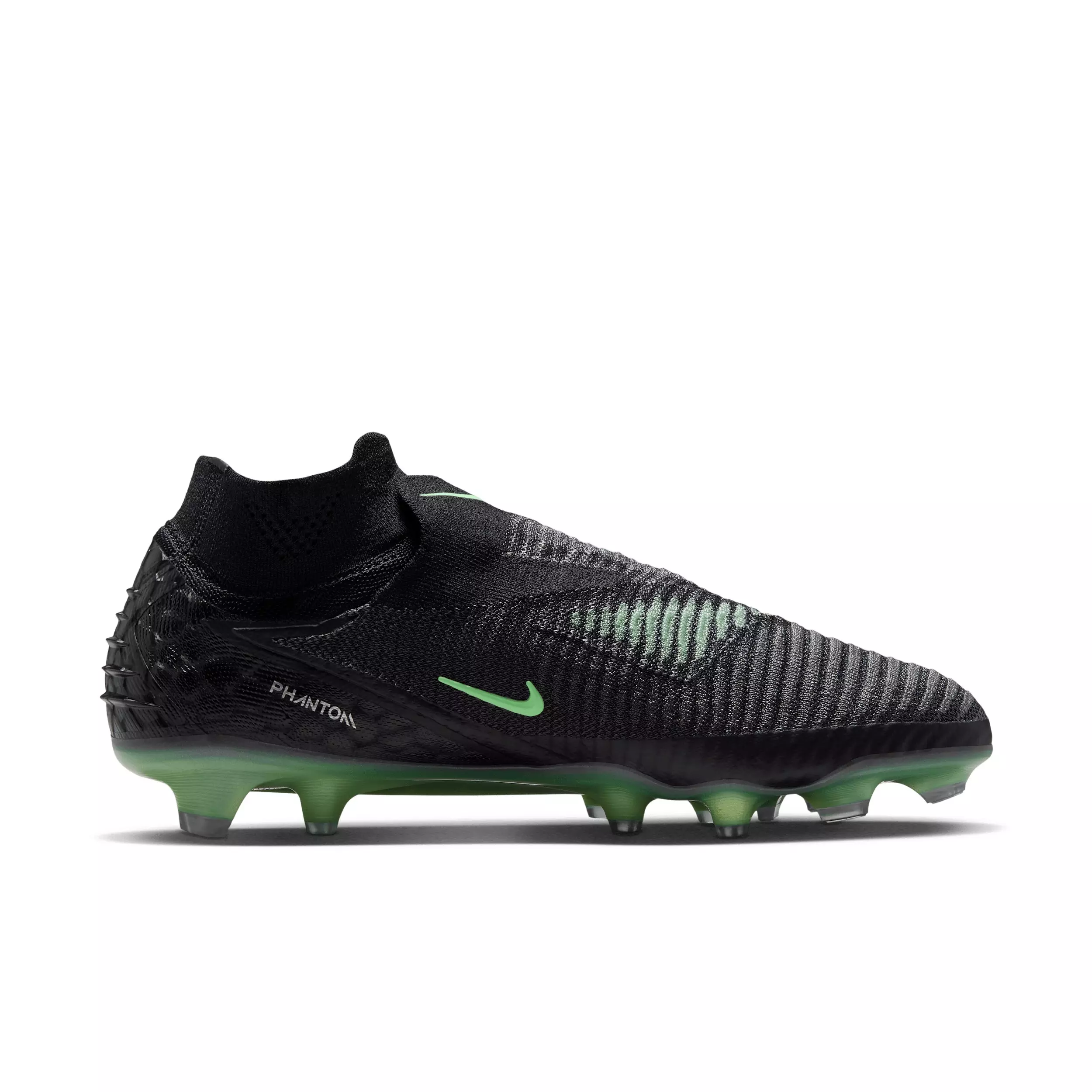 Nike Phantom 6 High Elite FG "Black/Black/Illusion Green" Men's Soccer Cleat - BLACK/BLACK/GREEN