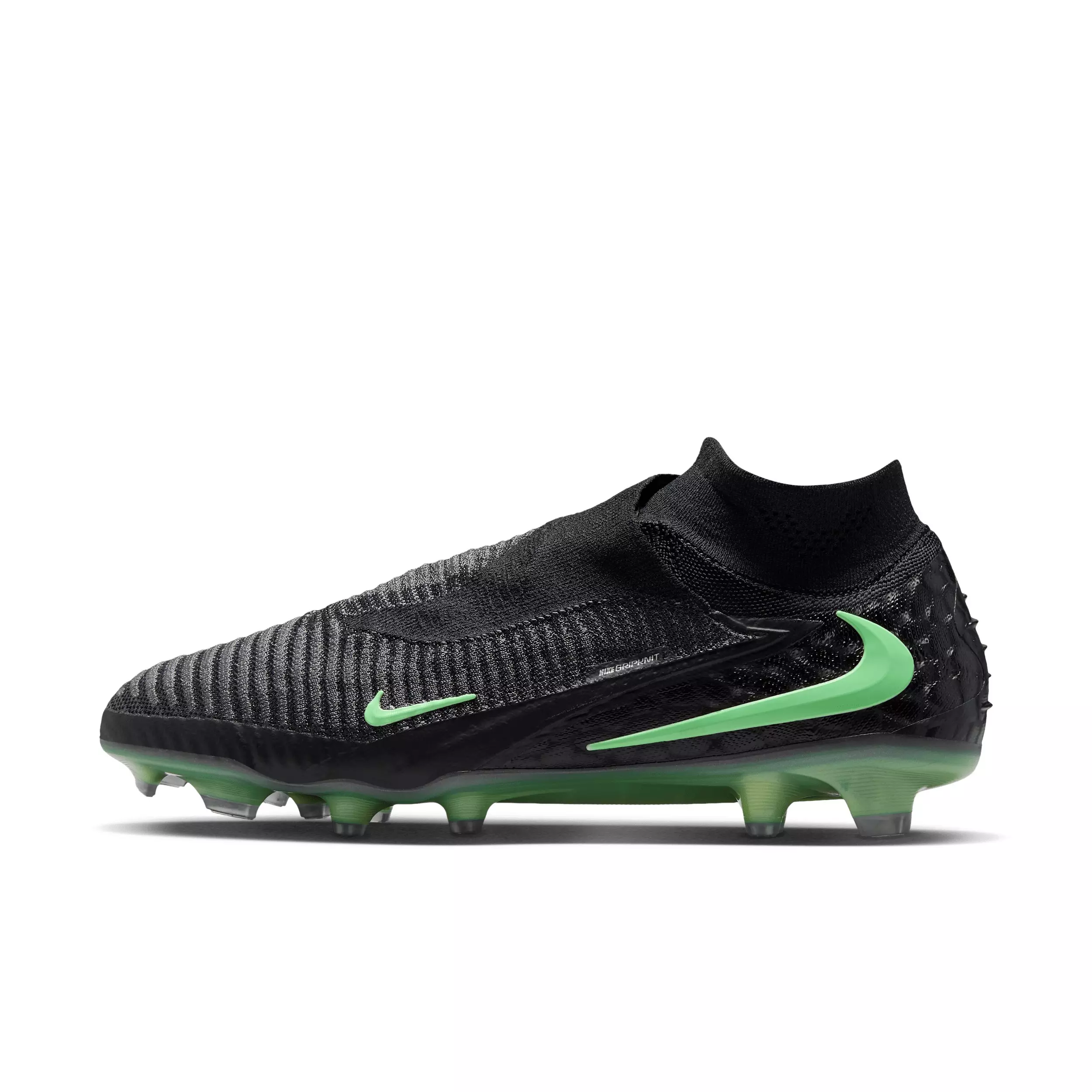 Nike Phantom 6 High Elite FG "Black/Black/Illusion Green" Men's Soccer Cleat - BLACK/BLACK/GREEN