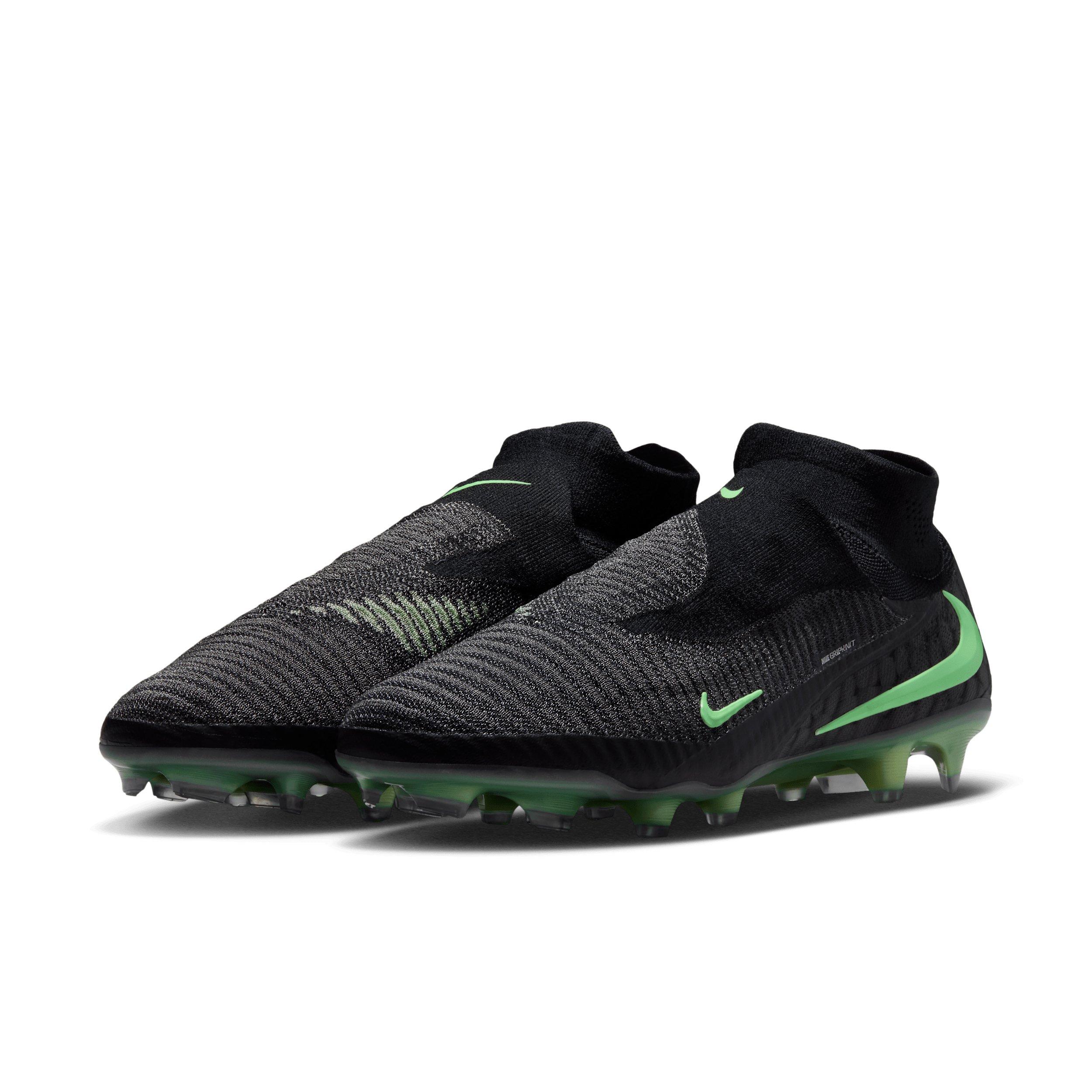 Nike Phantom 6 High Elite FG "Black/Black/Illusion Green" Men's Soccer Cleat - BLACK/BLACK/GREEN Thumbnail View 3