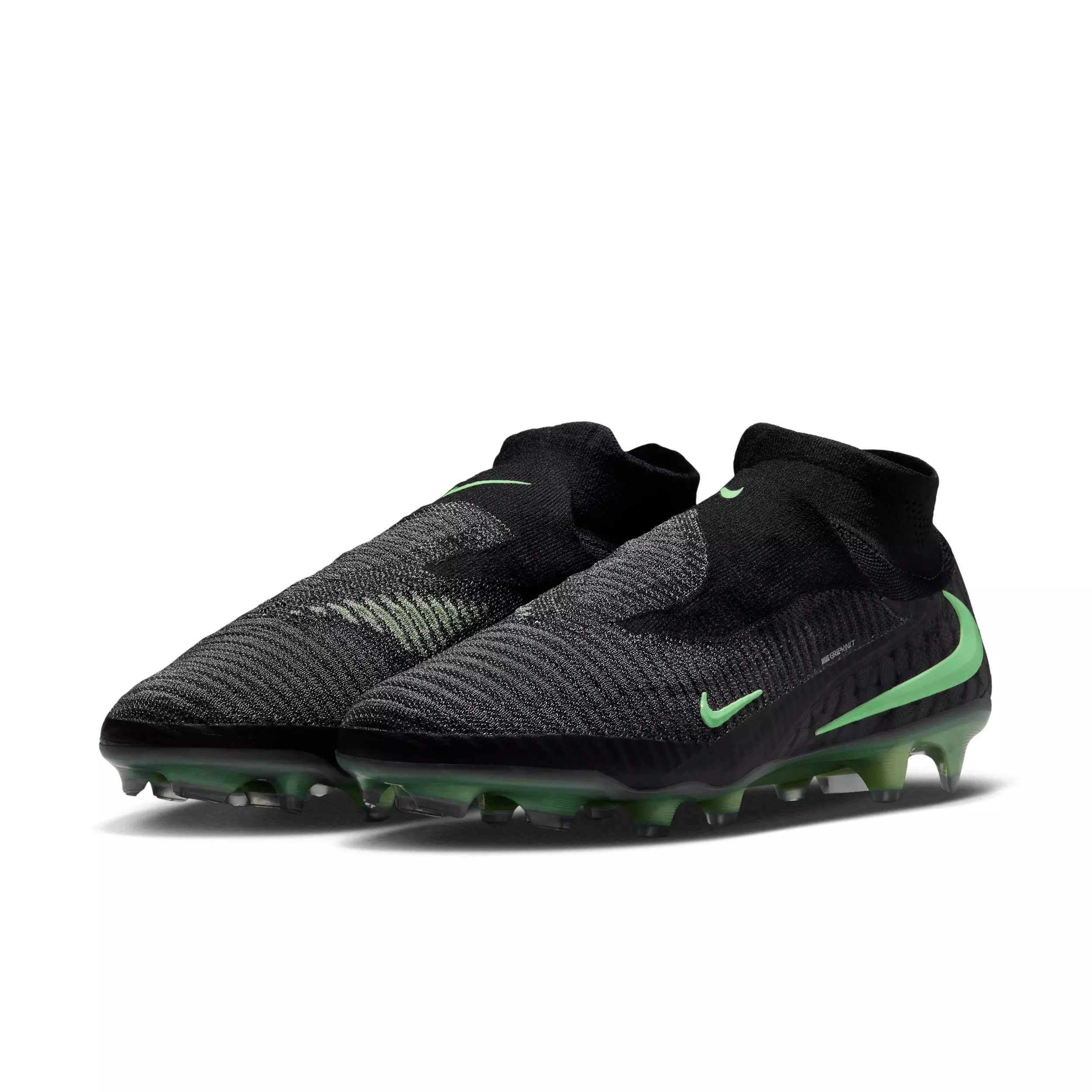 Nike Phantom 6 High Elite FG "Black/Black/Illusion Green" Men's Soccer Cleat - BLACK/BLACK/GREEN