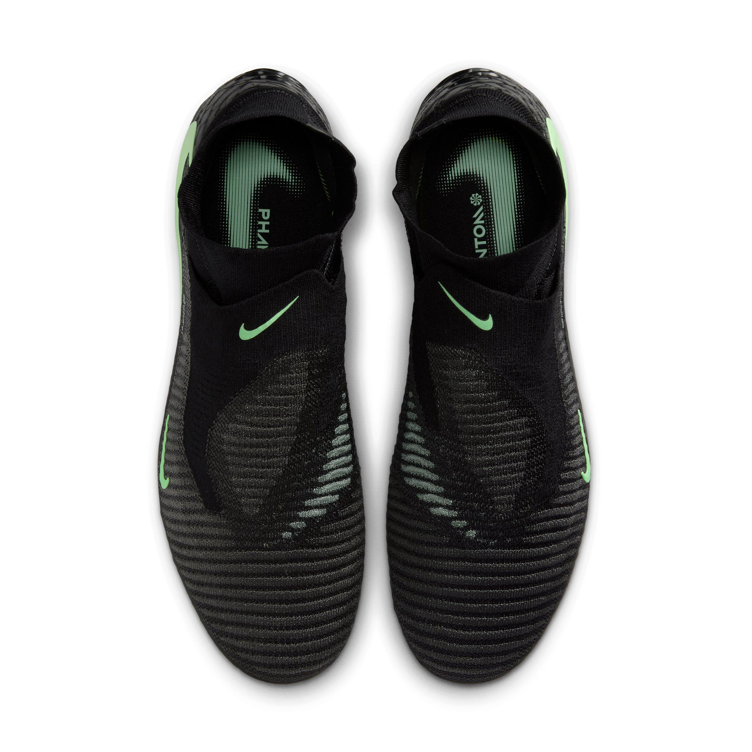 Nike Phantom 6 High Elite FG "Black/Black/Illusion Green" Men's Soccer Cleat - BLACK/BLACK/GREEN Thumbnail View 4