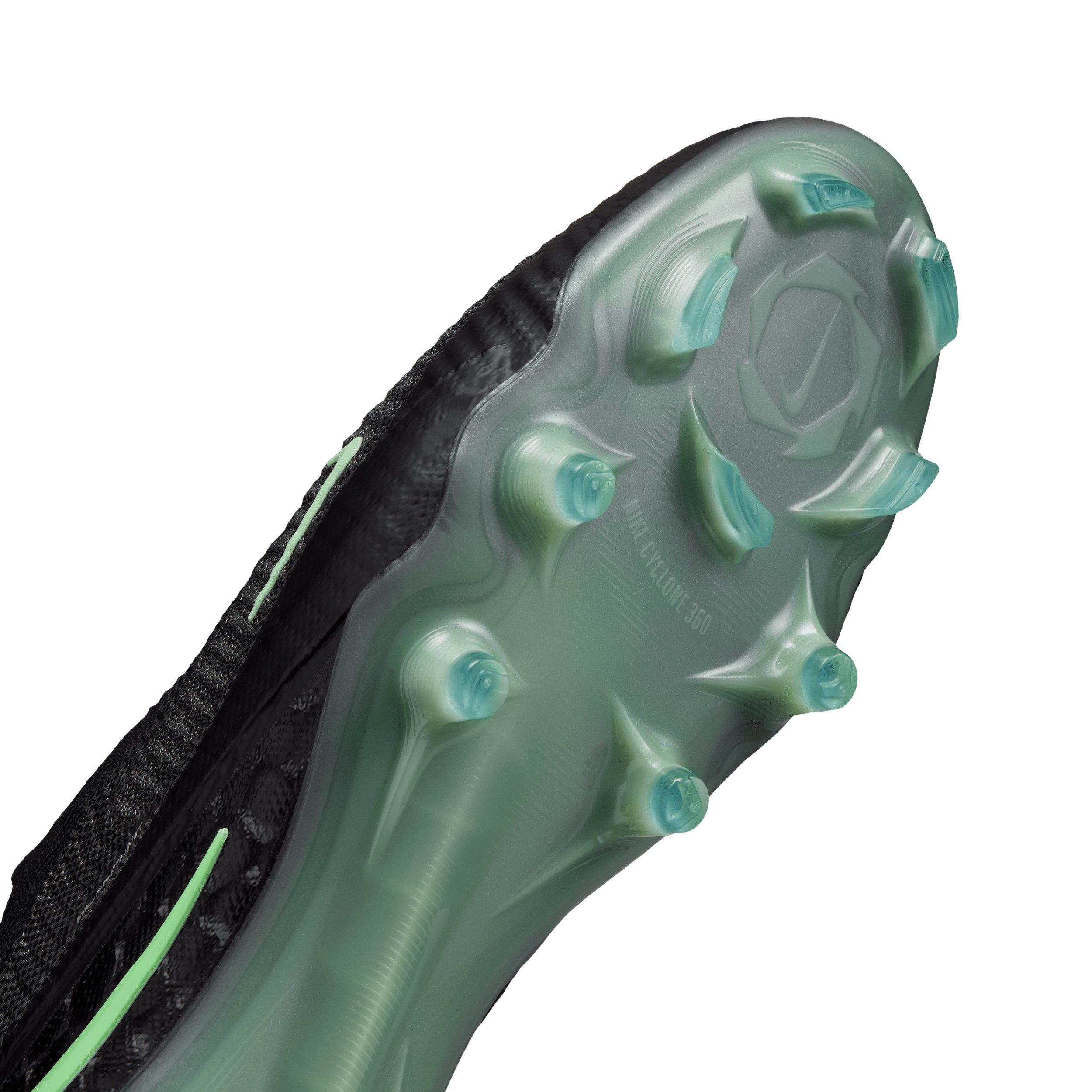 Nike Phantom 6 High Elite FG "Black/Black/Illusion Green" Men's Soccer Cleat - BLACK/BLACK/GREEN Thumbnail View 7