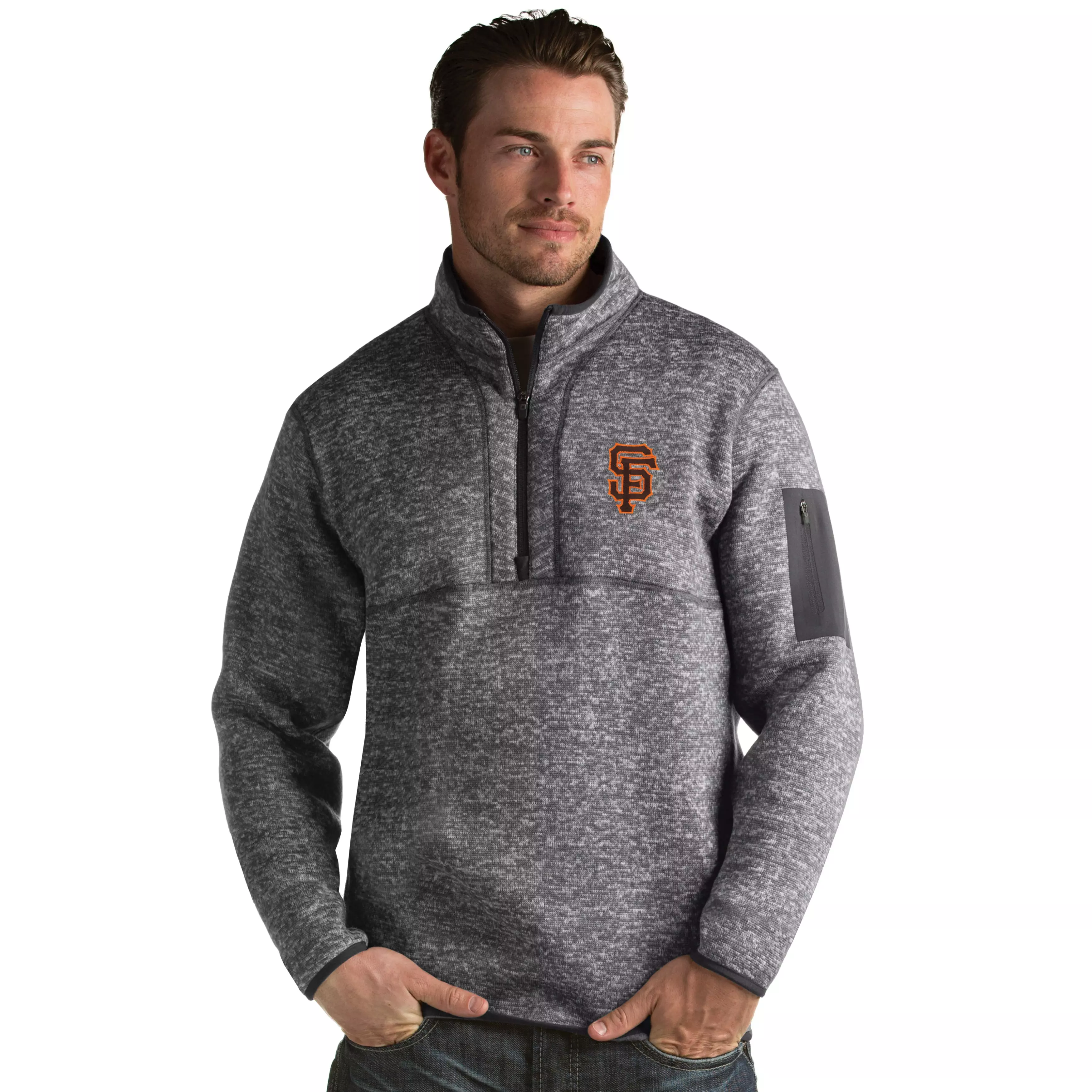Antigua Men's San Francisco Giants Fortune Half-Zip Pullover - GREY