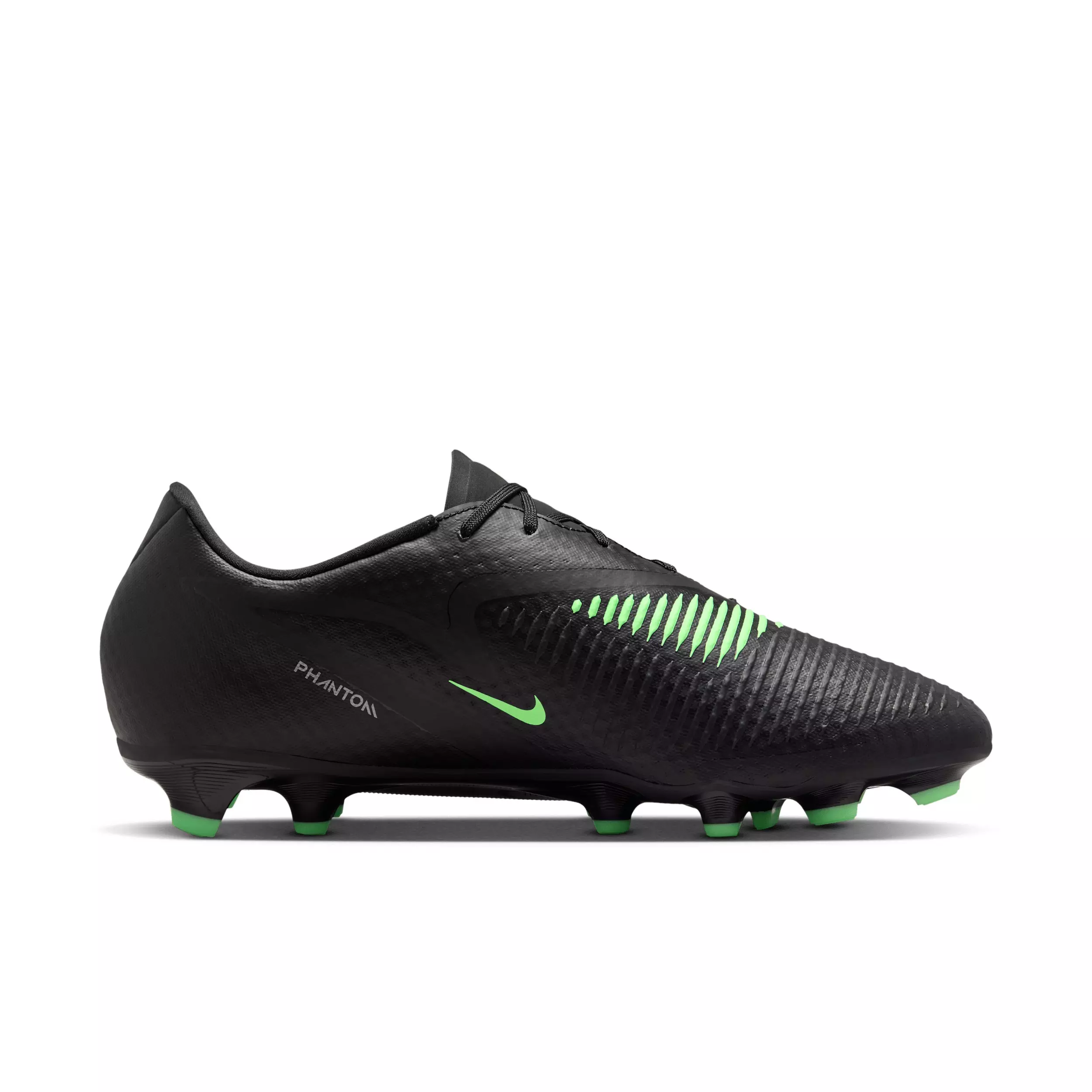 Nike Phantom 6 Low Academy MG "Black/Black/Illusion Green" Men's Soccer Cleat - BLACK/BLACK/GREEN