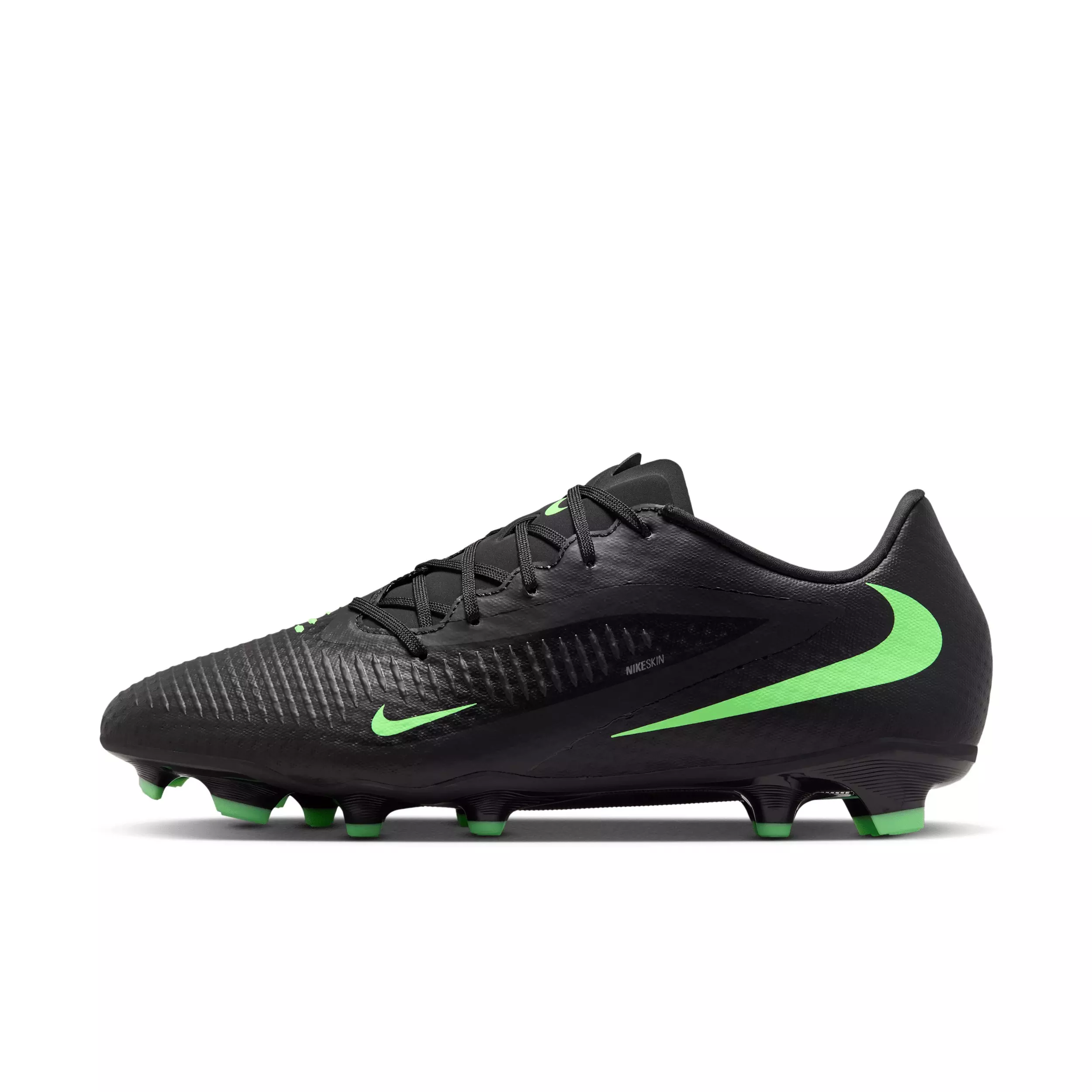 Nike Phantom 6 Low Academy MG "Black/Black/Illusion Green" Men's Soccer Cleat - BLACK/BLACK/GREEN