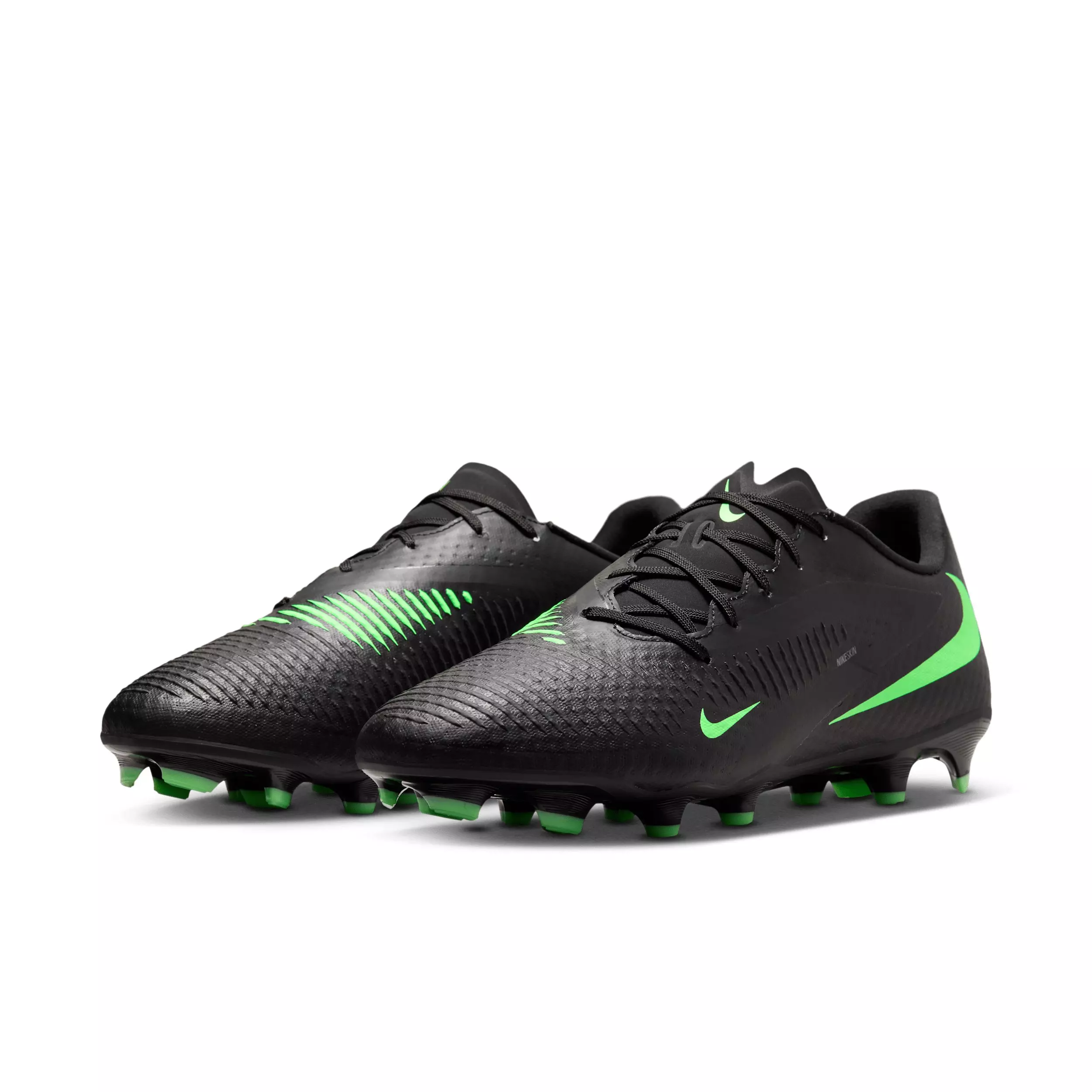 Nike Phantom 6 Low Academy MG "Black/Black/Illusion Green" Men's Soccer Cleat - BLACK/BLACK/GREEN