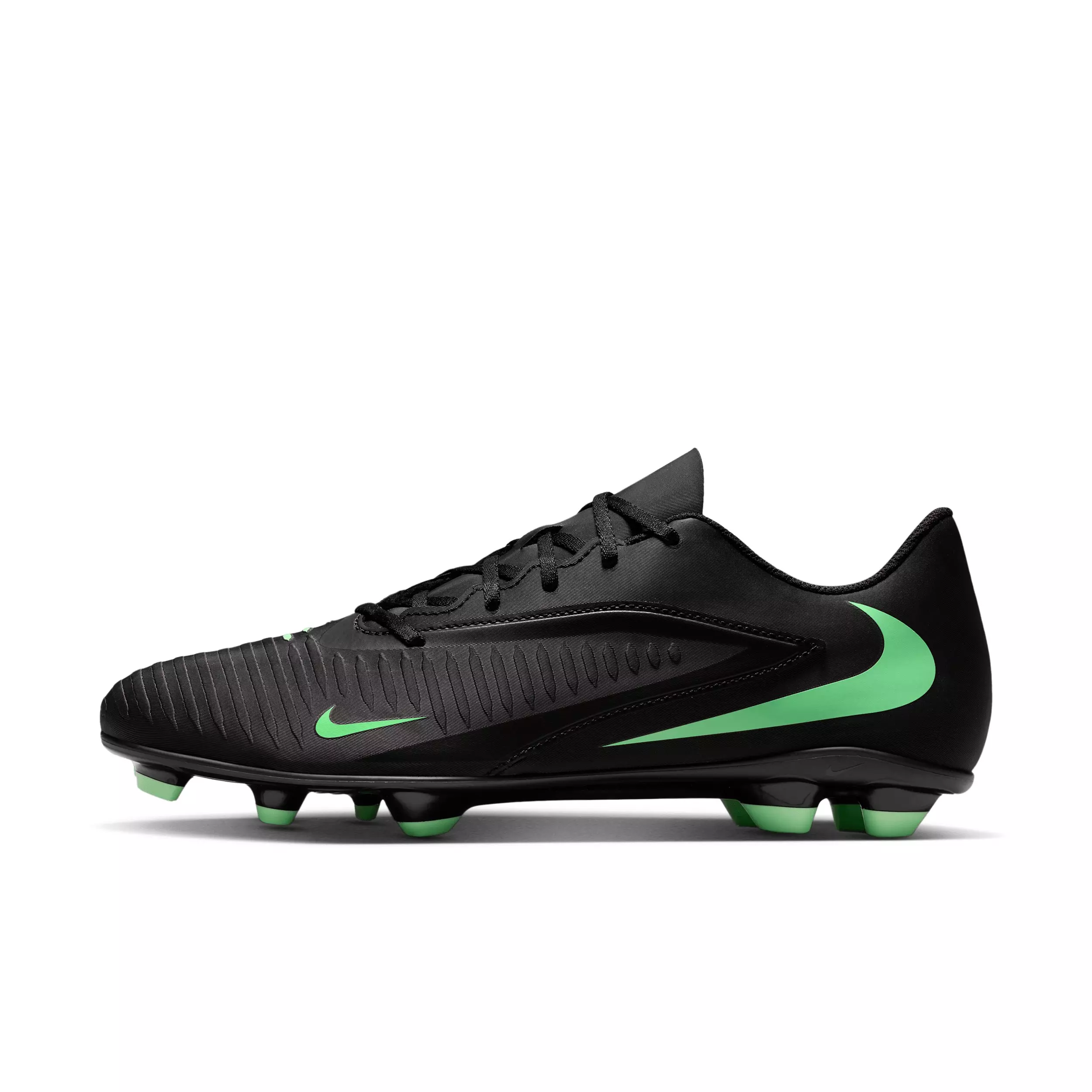 Nike Phantom 6 Low Club MG "Black/Black/Illusion Green" Men's Soccer Cleat - BLACK/BLACK/GREEN