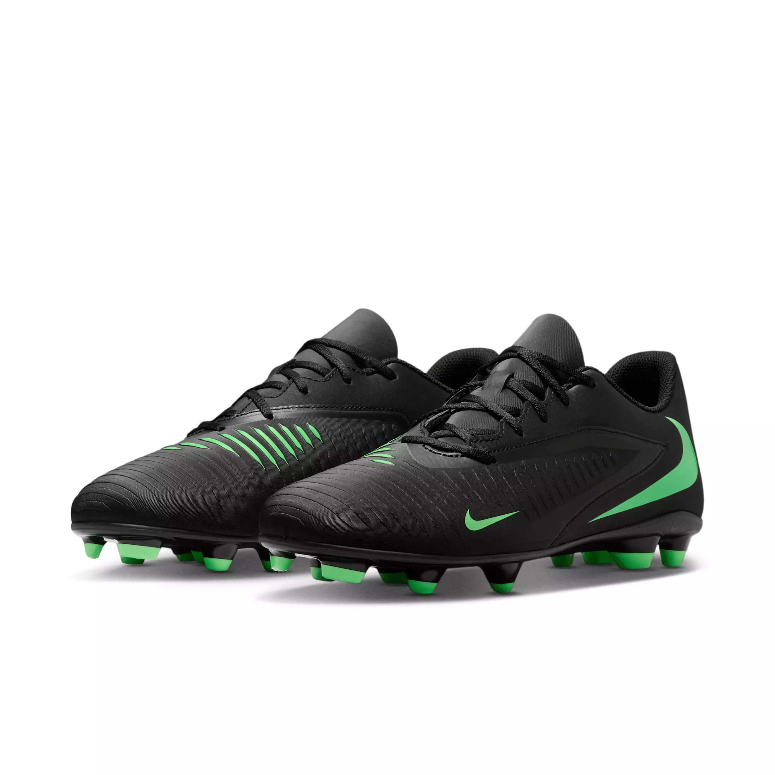 Nike Phantom 6 Low Club MG "Black/Black/Illusion Green" Men's Soccer Cleat - BLACK/BLACK/GREEN