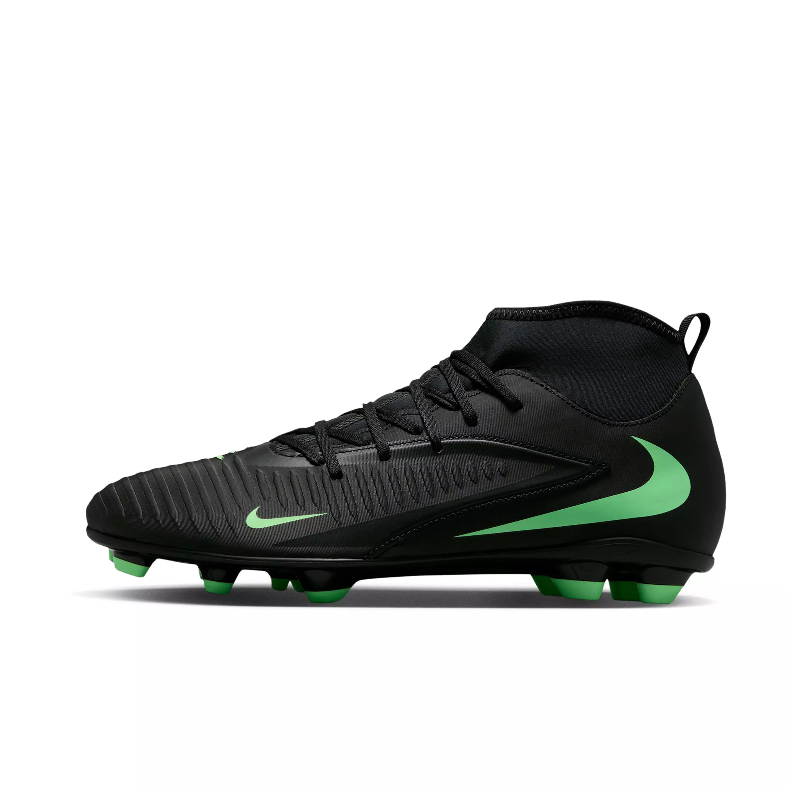 Nike Phantom 6 High Club MG "Black/Black/Illusion Green" Men's Soccer Cleat - BLACK/BLACK/GREEN