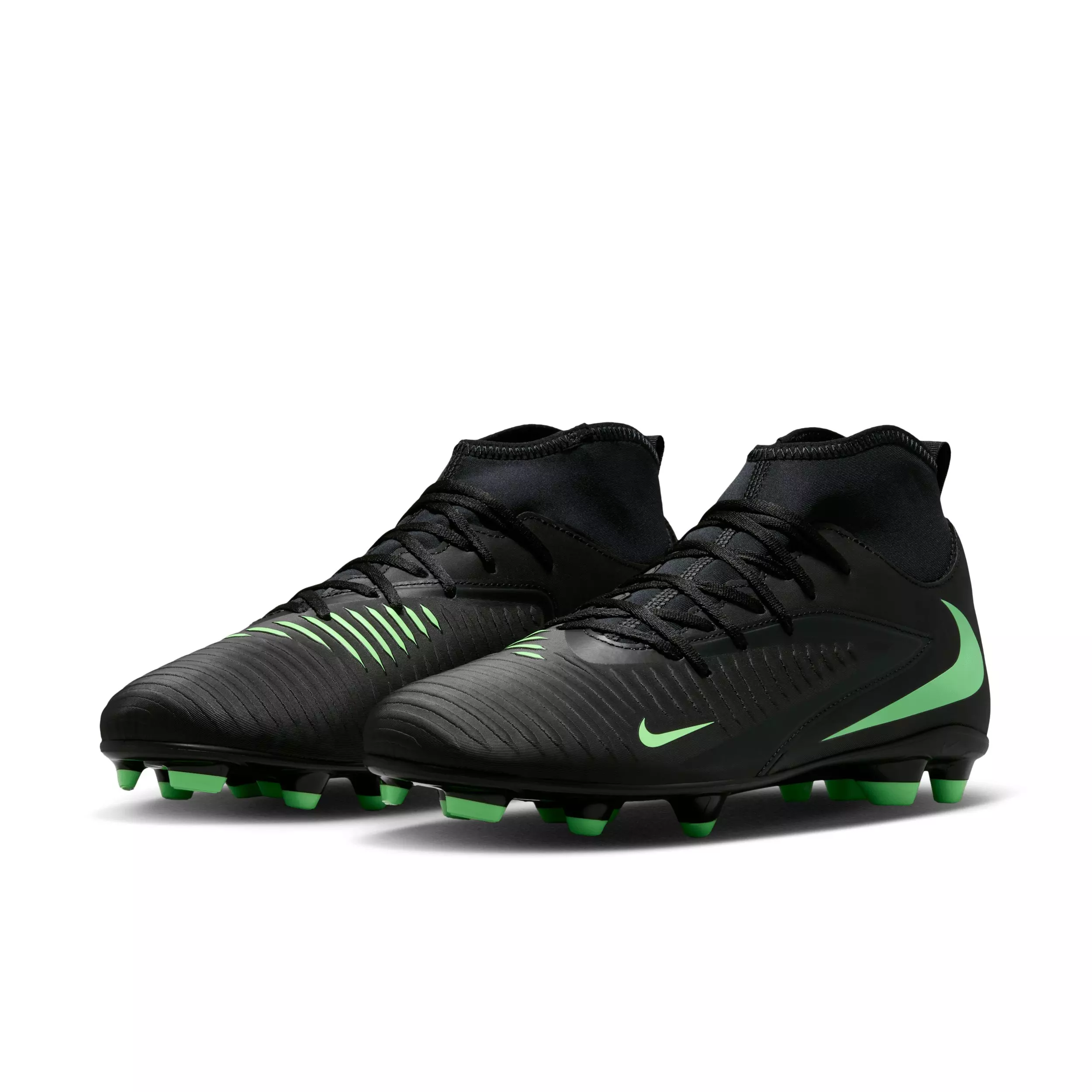 Nike Phantom 6 High Club MG "Black/Black/Illusion Green" Men's Soccer Cleat - BLACK/BLACK/GREEN