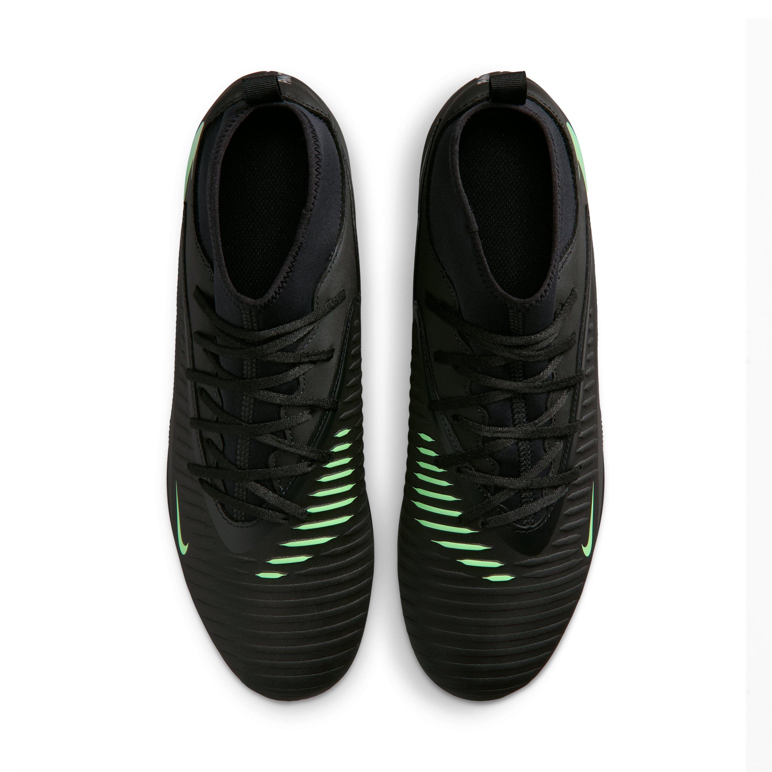 Nike Phantom 6 High Club MG "Black/Black/Illusion Green" Men's Soccer Cleat - BLACK/BLACK/GREEN Thumbnail View 4