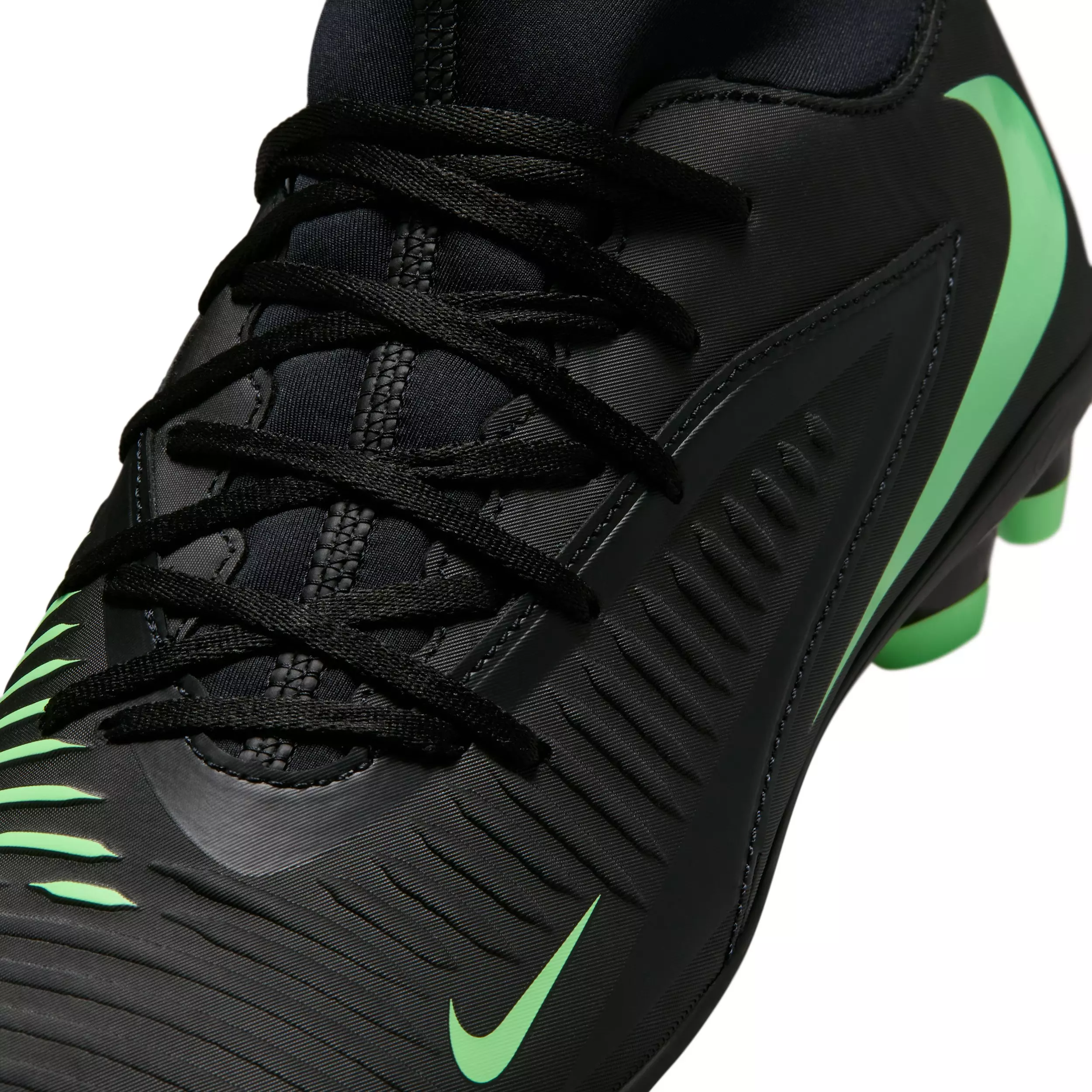 Nike Phantom 6 High Club MG "Black/Black/Illusion Green" Men's Soccer Cleat - BLACK/BLACK/GREEN
