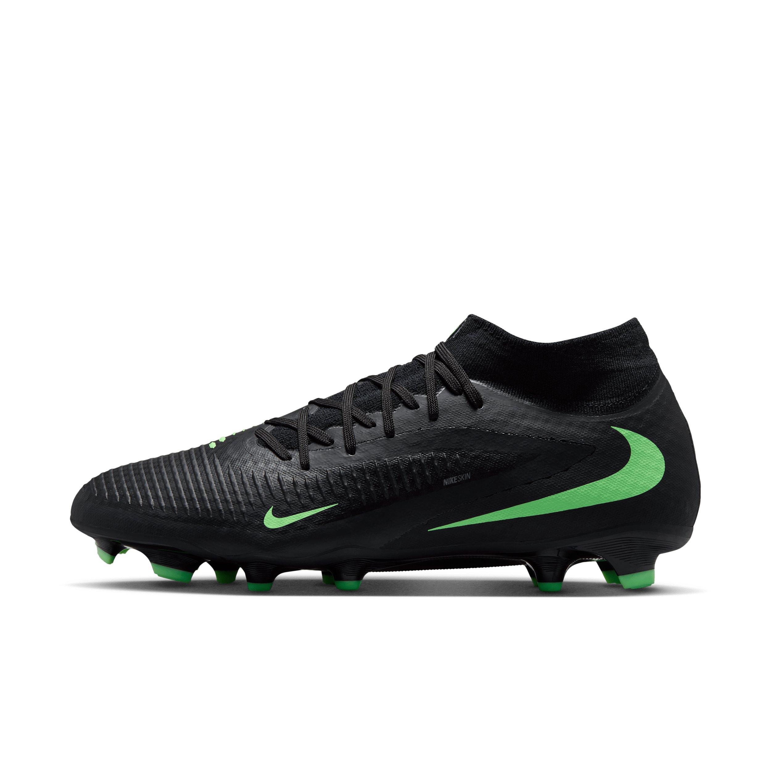 Nike Phantom 6 High Academy MG "Black/Black/Illusion Green" Men's Soccer Cleat - BLACK/BLACK/GREEN Thumbnail View 2