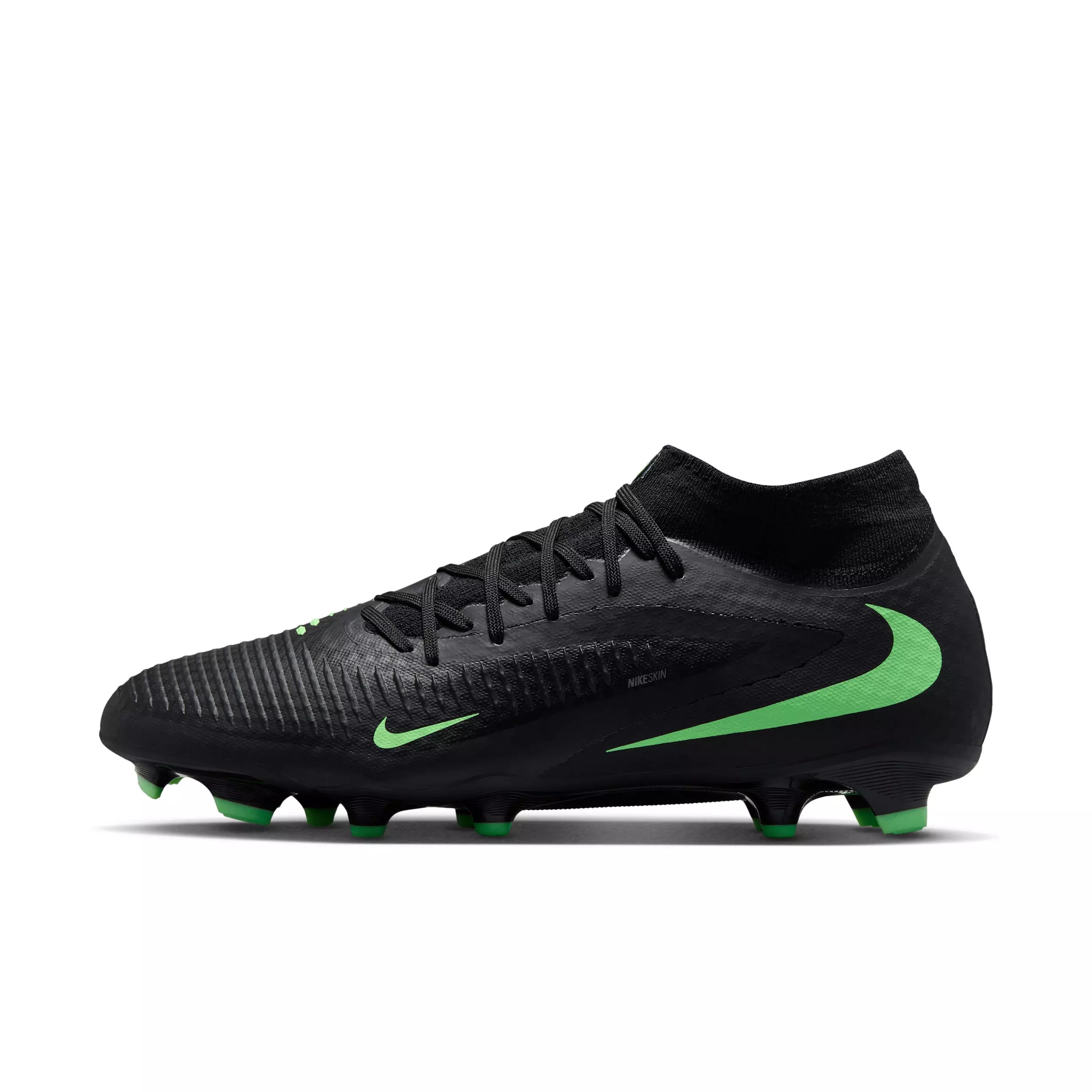 Nike Phantom 6 High Academy MG "Black/Black/Illusion Green" Men's Soccer Cleat - BLACK/BLACK/GREEN